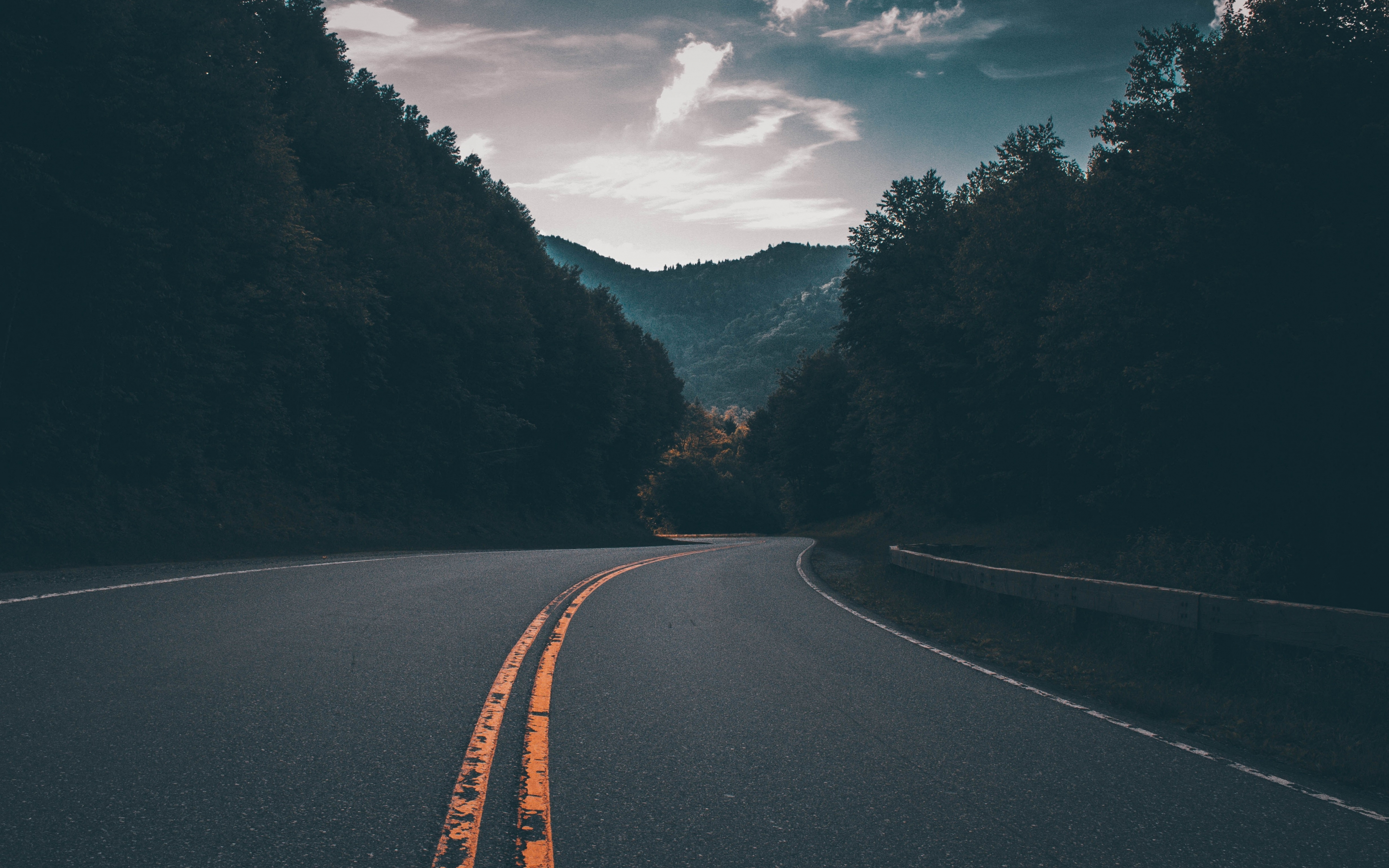 Highway, road, nature, tree, mountains, 2880x1800 wallpaper
