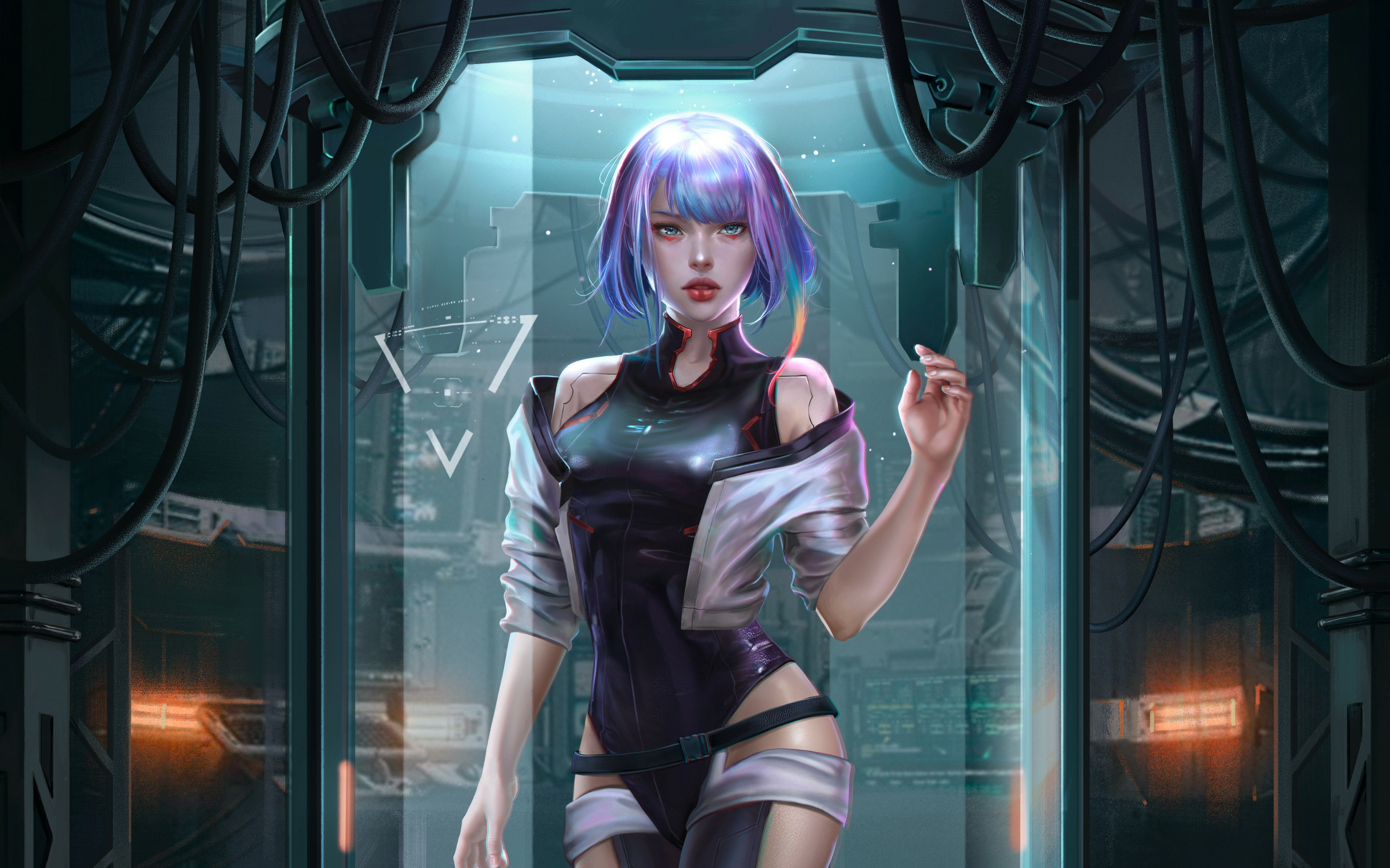 Beautiful Lucy, Cyberpunk: Edgerunners, netflix show, fan art, 2880x1800 wallpaper