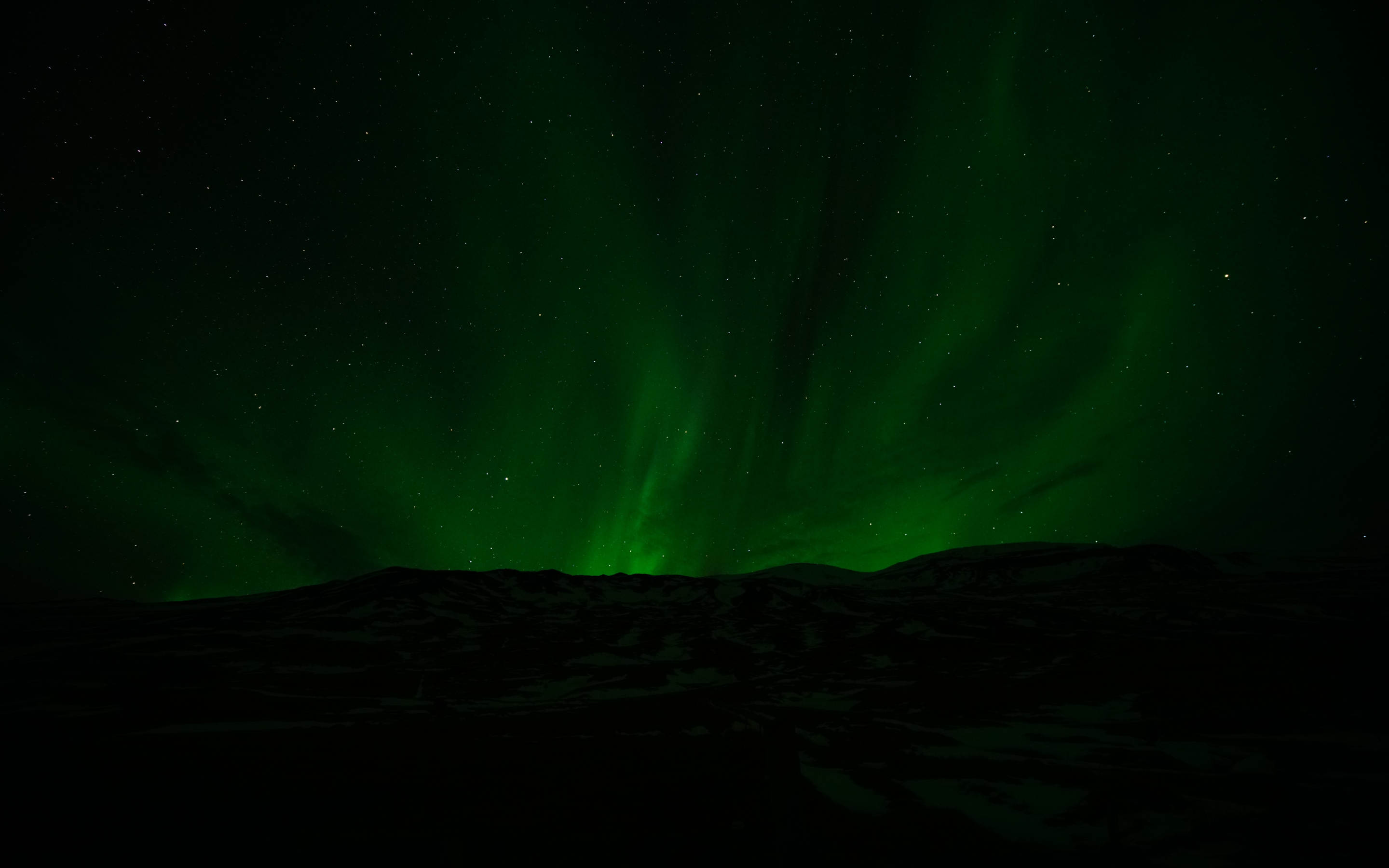 Northern lights, aurora, green lights, night, nature, 2880x1800 wallpaper