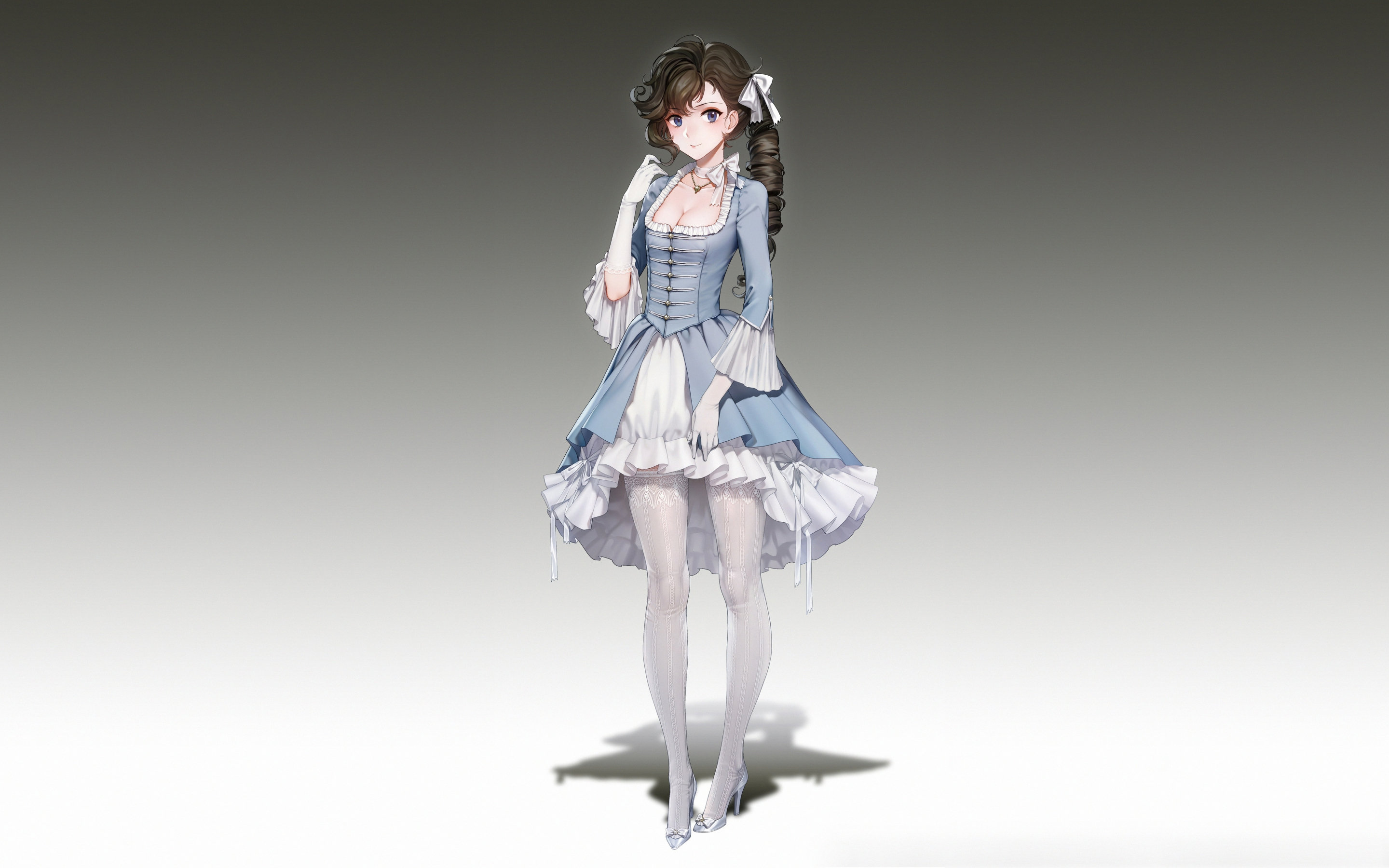 Maid, anime girl, beautiful, minimal, original, 2880x1800 wallpaper