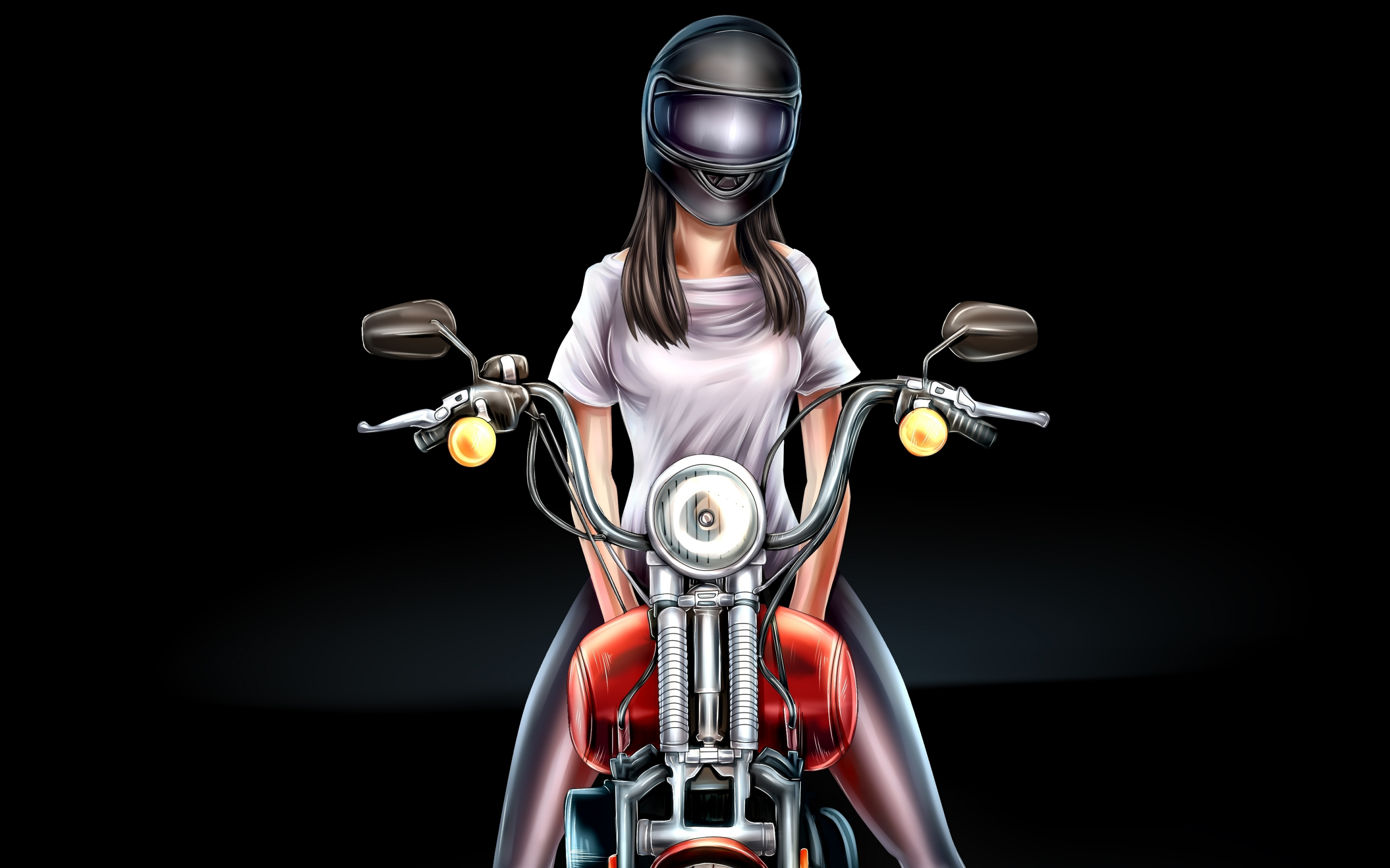Biker girl, digital art, 2880x1800 wallpaper