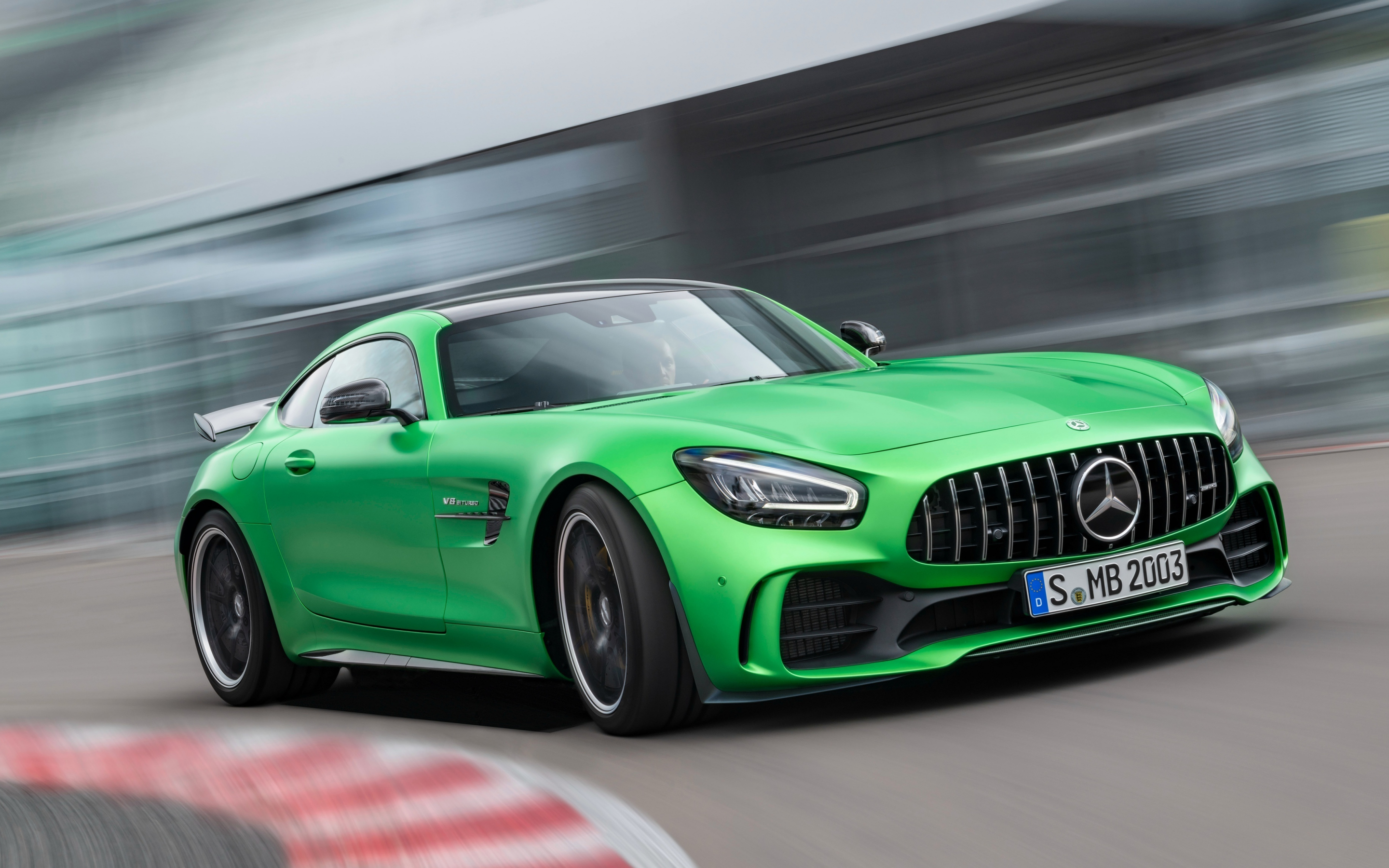 Mercedes-AMG GT, green car, on-road, 2880x1800 wallpaper
