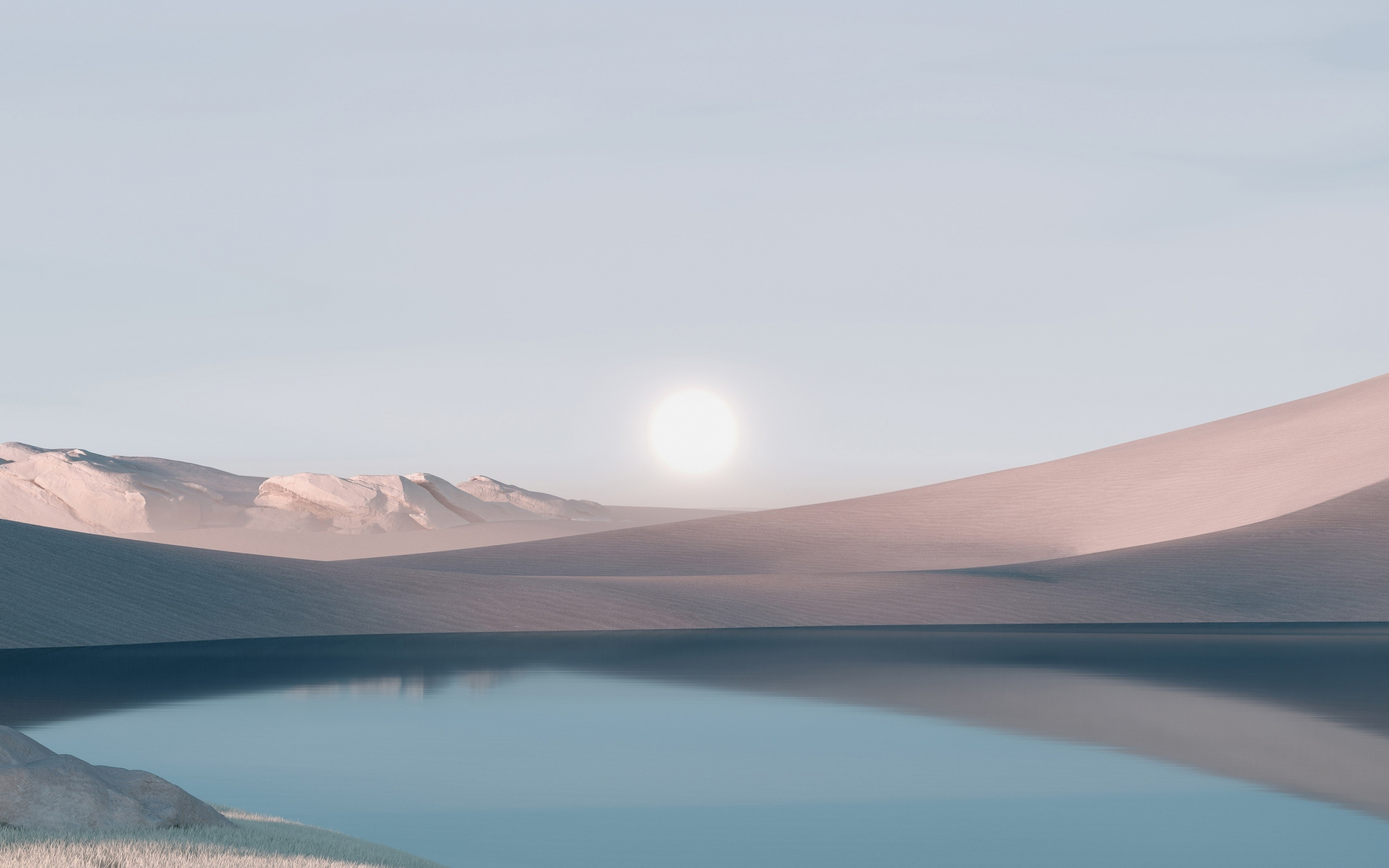 Windows 11, lake, desert, landscape, Microsoft stock, 2880x1800 wallpaper