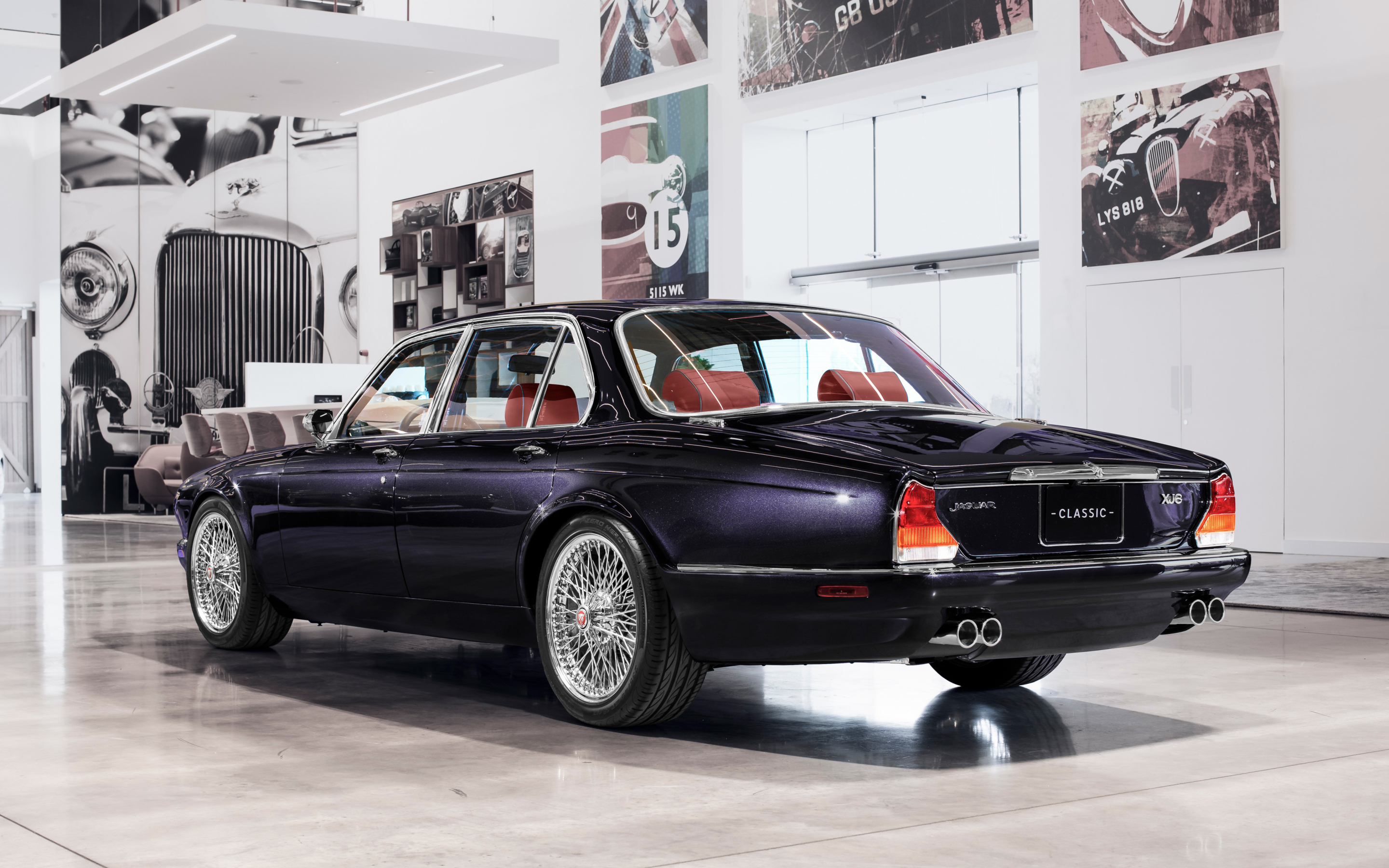 Jaguar xj6, land rover, classic car, rear view, 2880x1800 wallpaper
