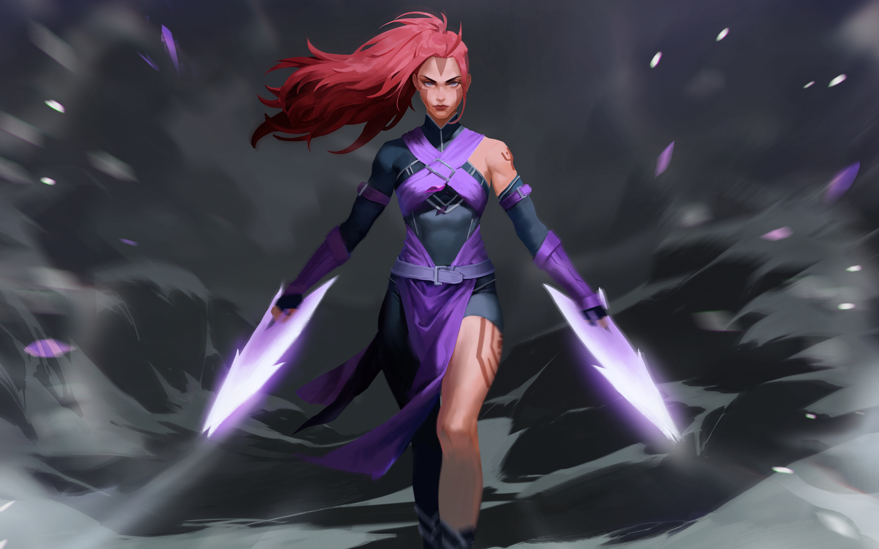 Dota 2, anti-mage, redhead, art, 2880x1800 wallpaper