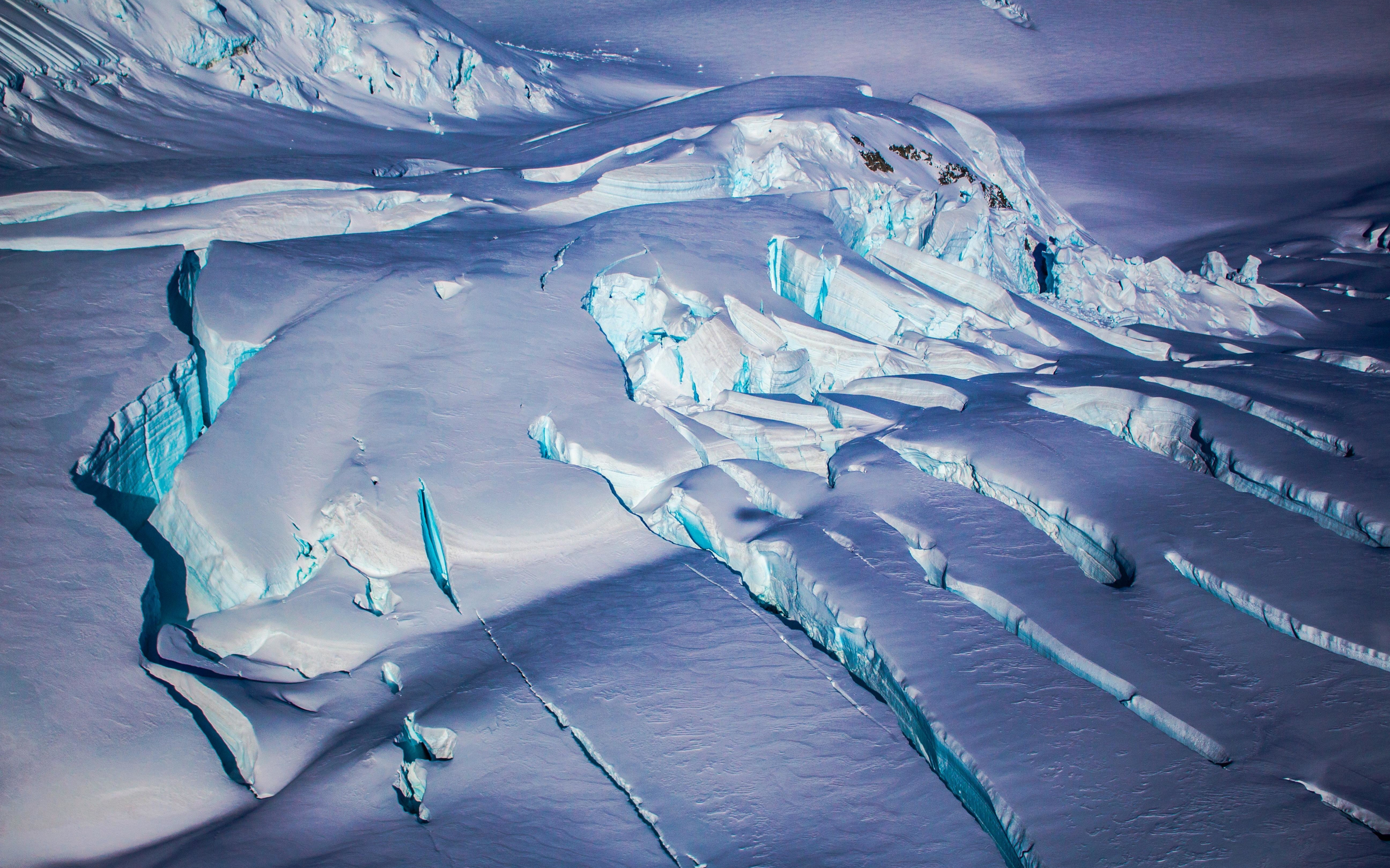 Glacier, snow layer, white, 2880x1800 wallpaper