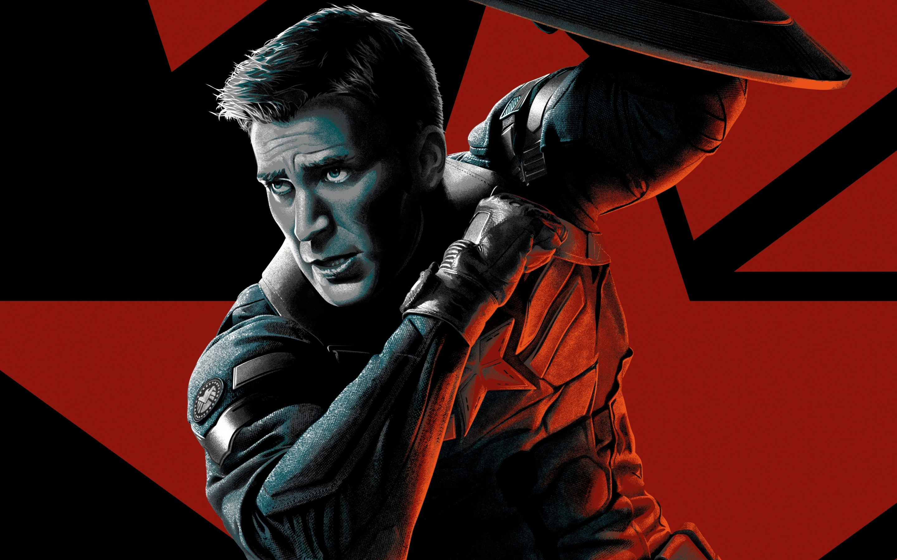Captain America, Chris Evans, marvel comics, superhero, art, 2880x1800 wallpaper
