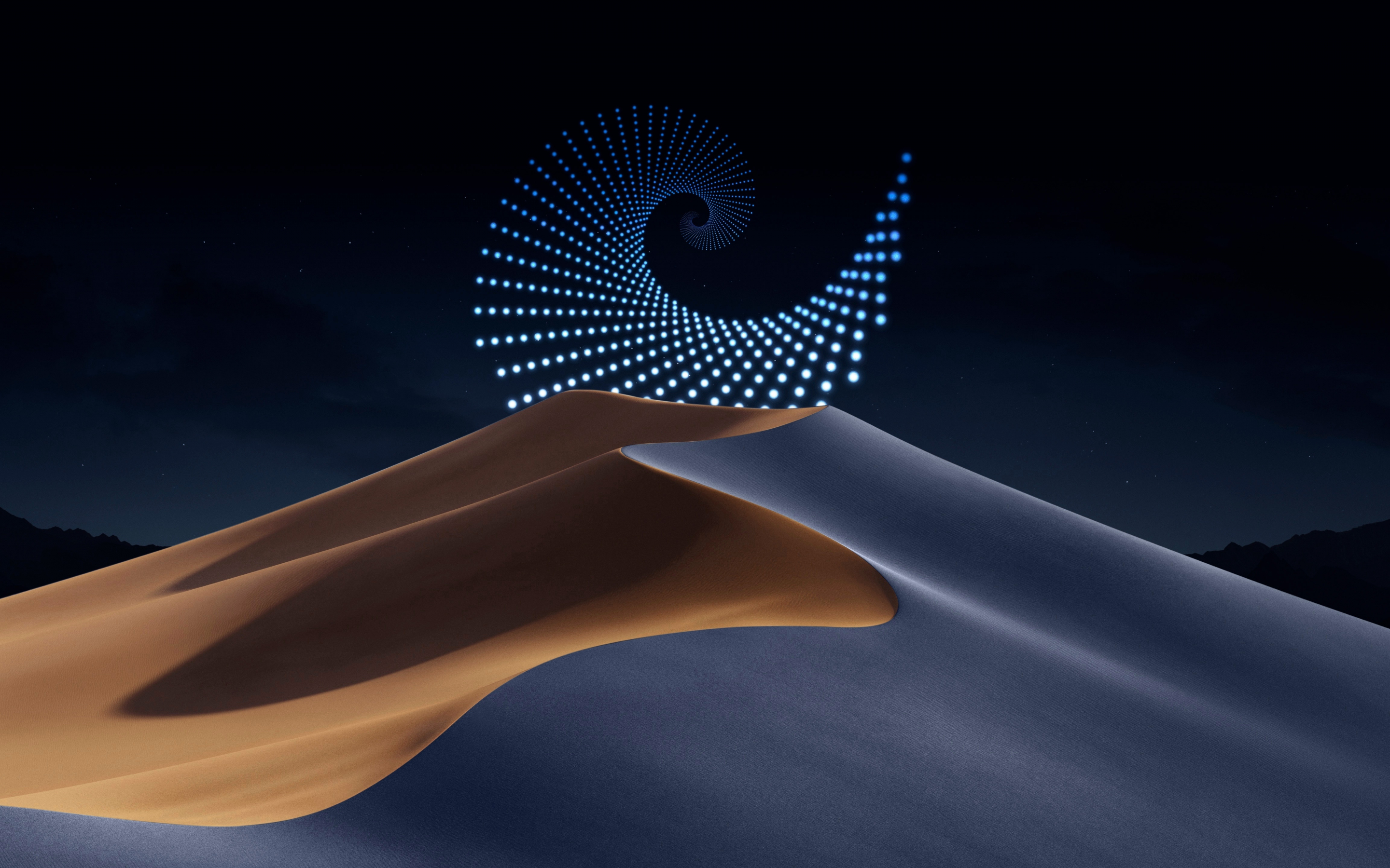 Fibonacci sequence of stars, desert dunes, 2880x1800 wallpaper