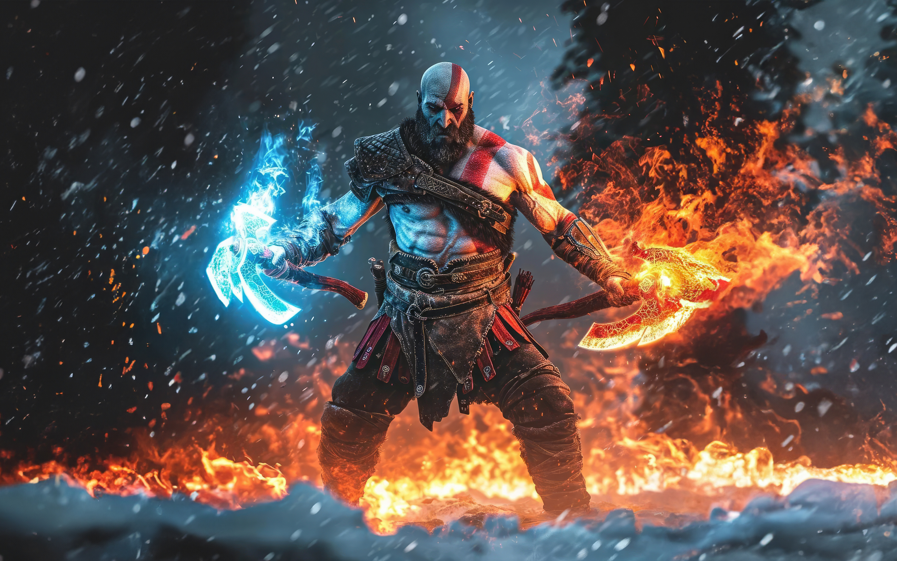 Kratos, unleashed power, art, 2880x1800 wallpaper