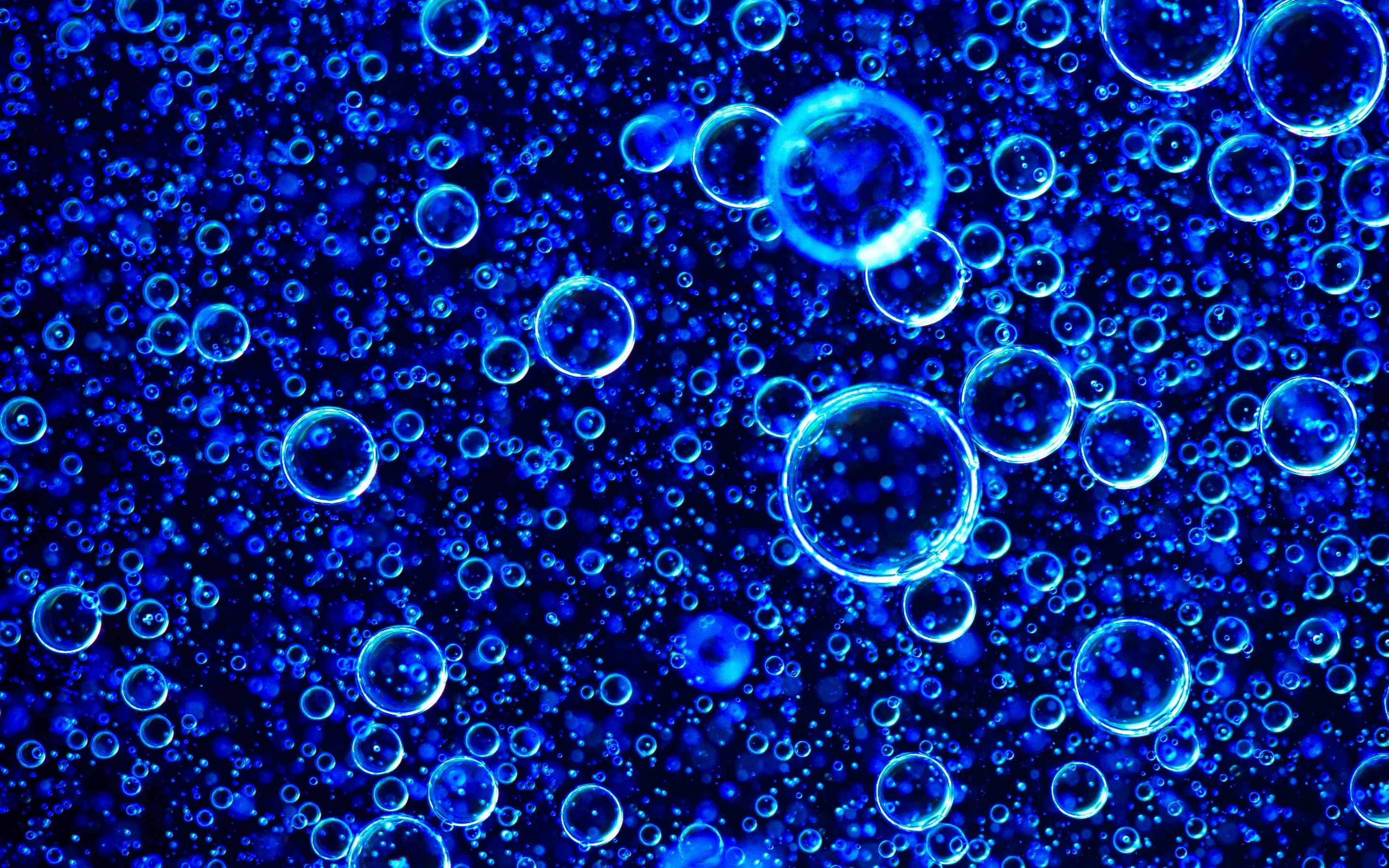Blue bubbles, abstract, 2880x1800 wallpaper