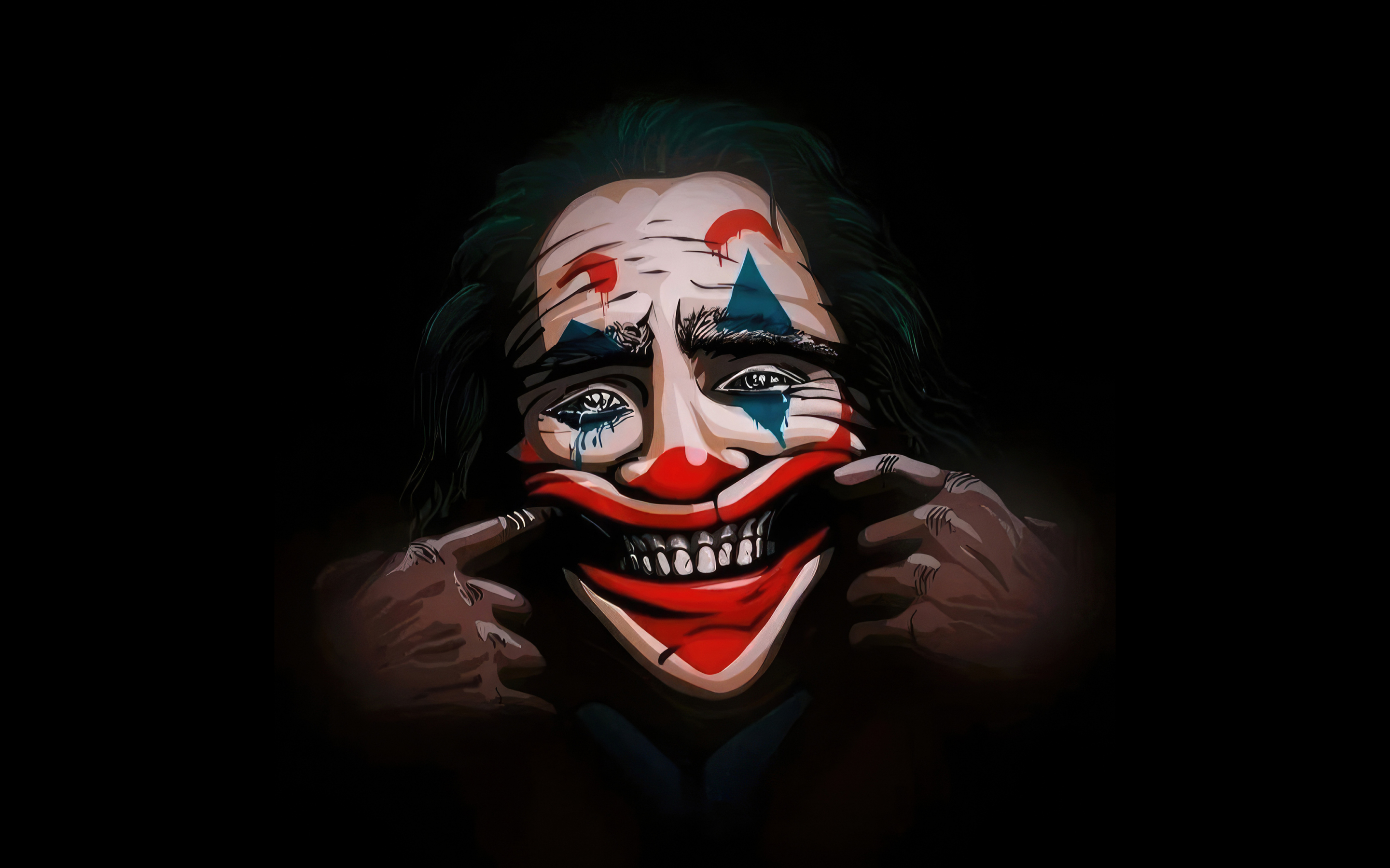 Joker, forced to smile, fan art, 2880x1800 wallpaper