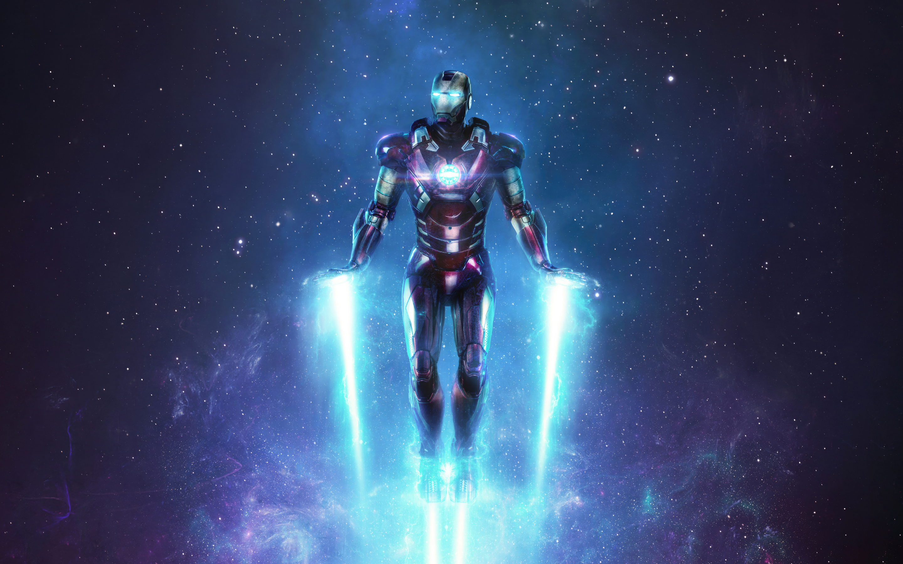 Iron Man in space in an old suit, 2023 art, 2880x1800 wallpaper