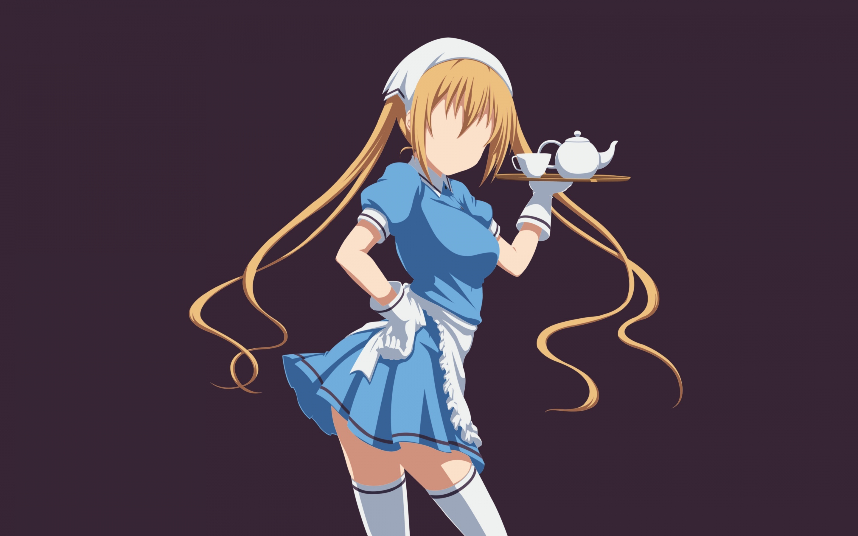 Maid, blonde, anime girl, minimal, Kaho Hinata, BLEND S, 2880x1800 wallpaper