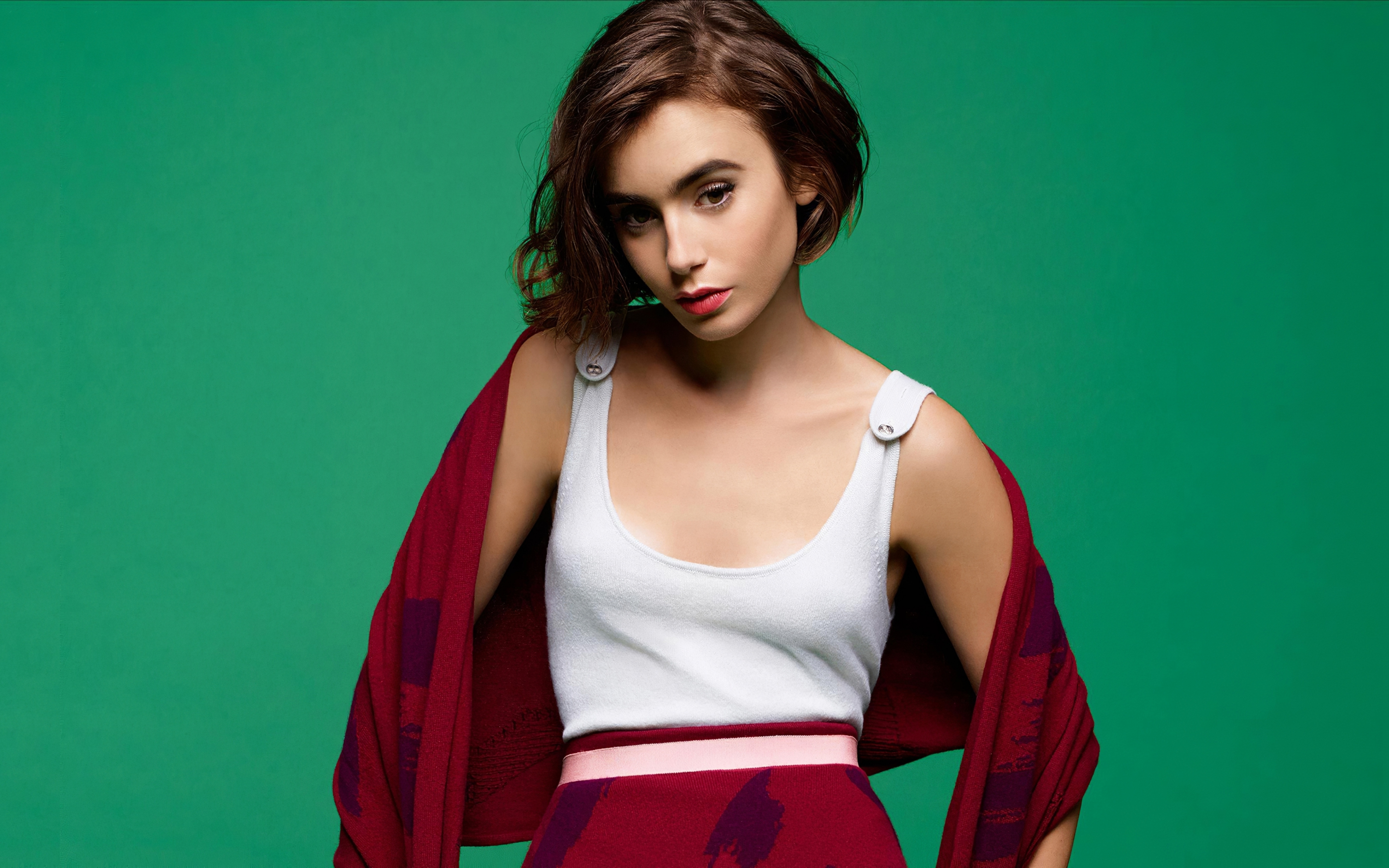 Lily Collins, short hair, 2020, 2880x1800 wallpaper