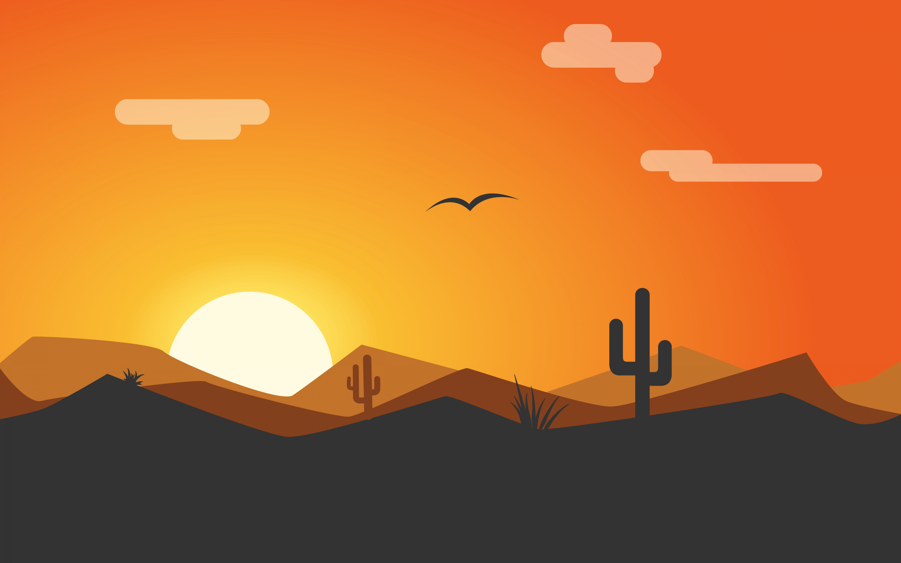 Sunset, desert, minimal, sky, 2880x1800 wallpaper