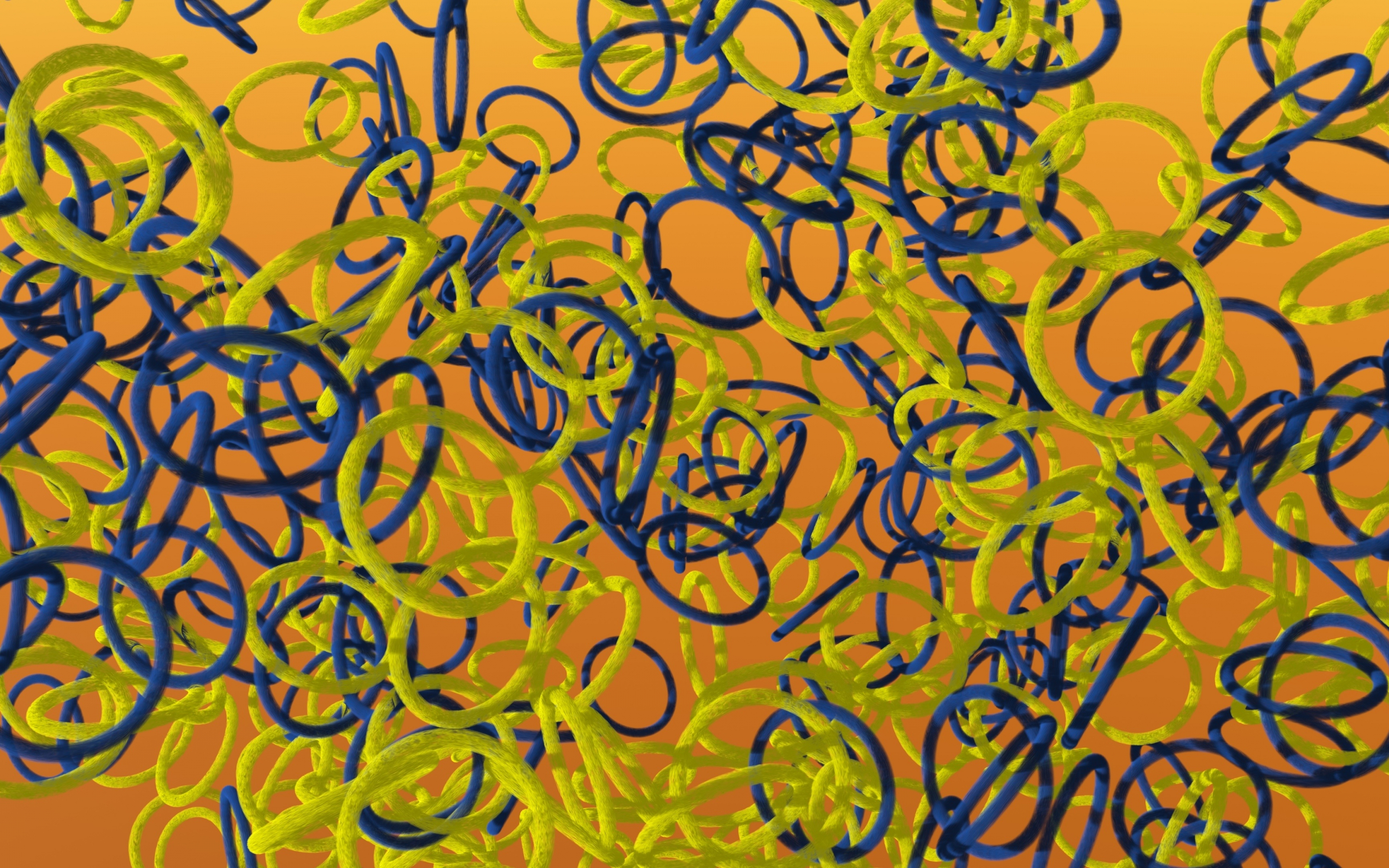 Render, abstract, yellow-blue rings, circles, 2880x1800 wallpaper