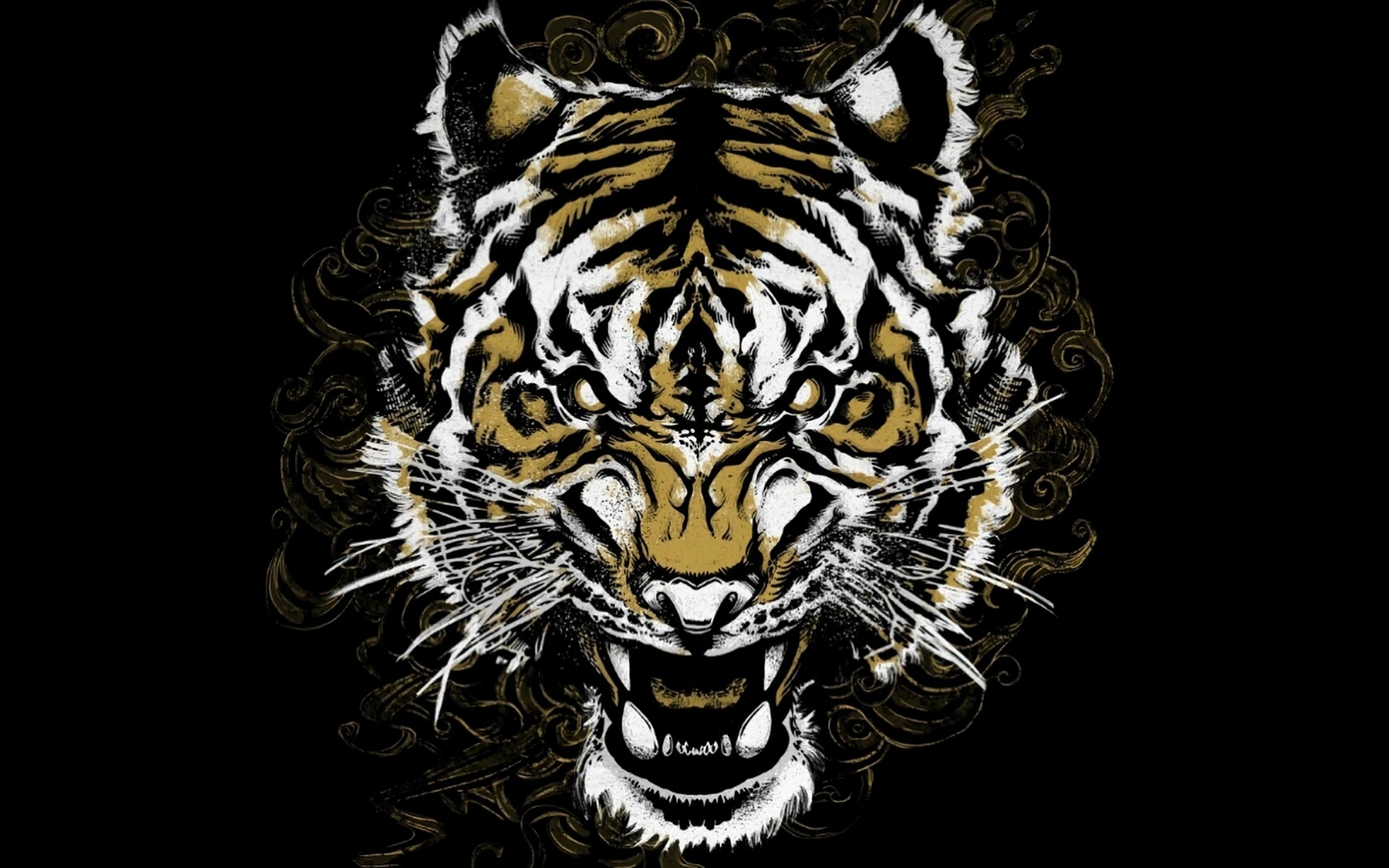 Tiger, muzzle, ragging, art, 2880x1800 wallpaper