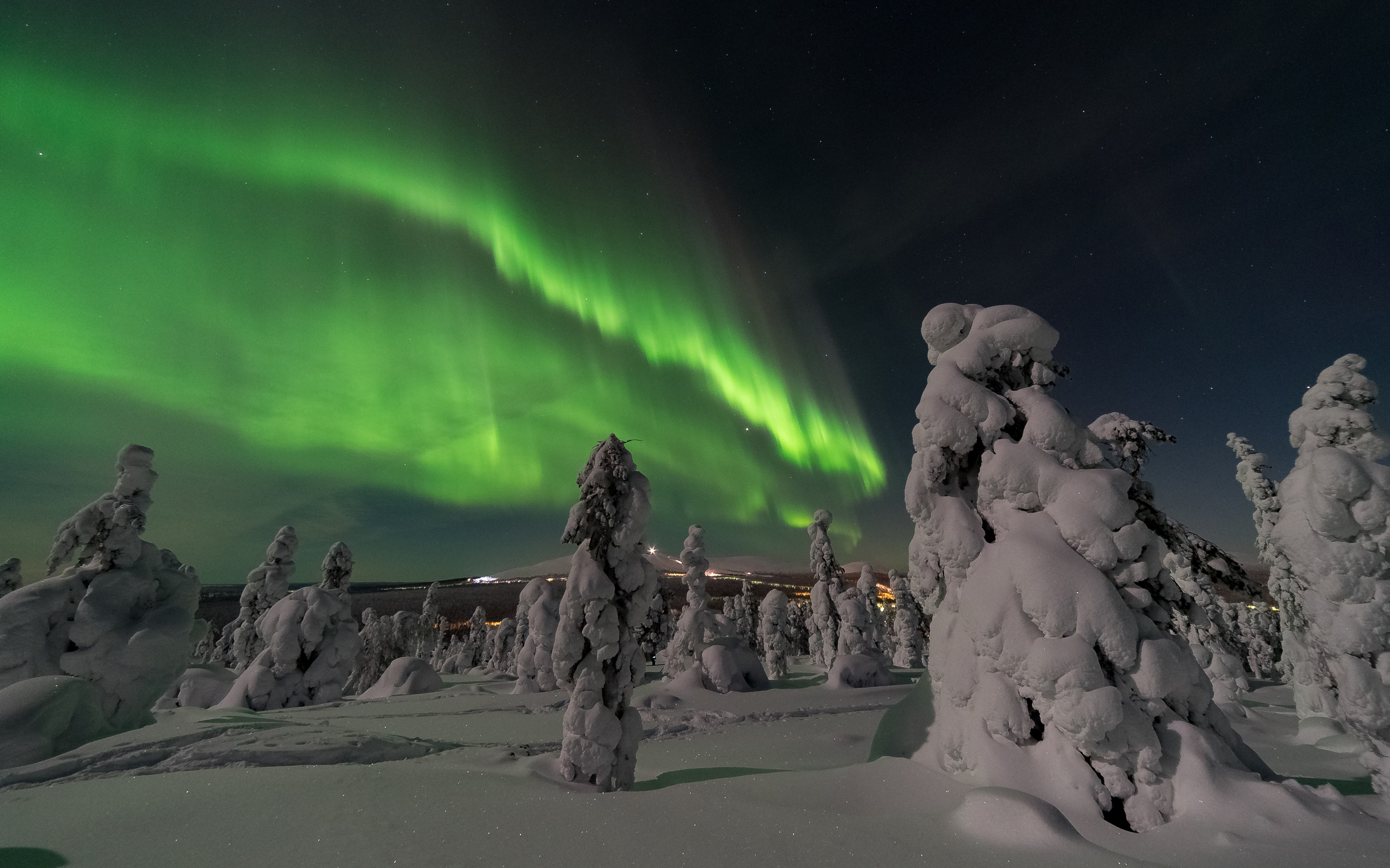 Aurora borealis, northen lights, sky, night, 2880x1800 wallpaper