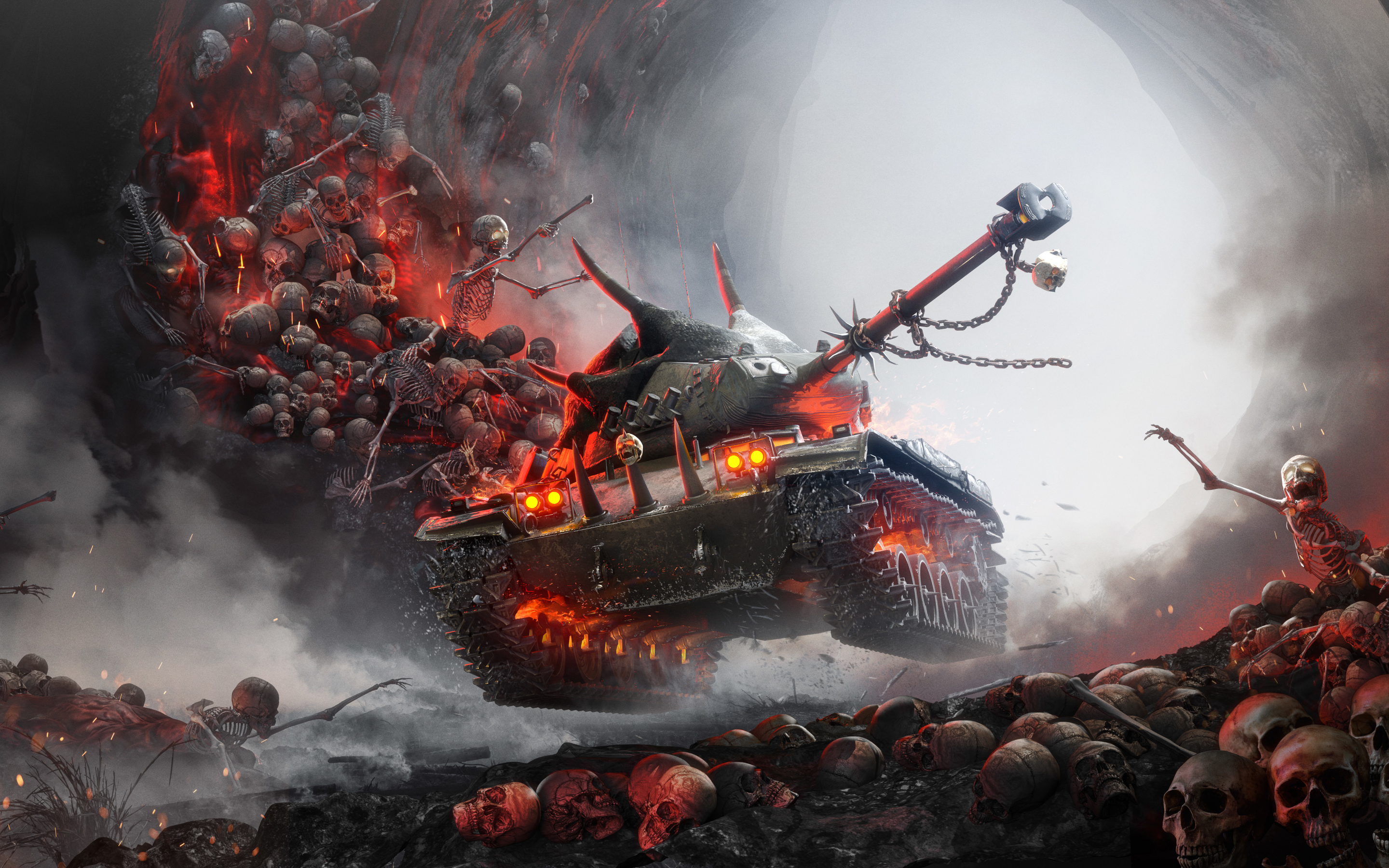 World of tanks, online game, skulls, 2880x1800 wallpaper