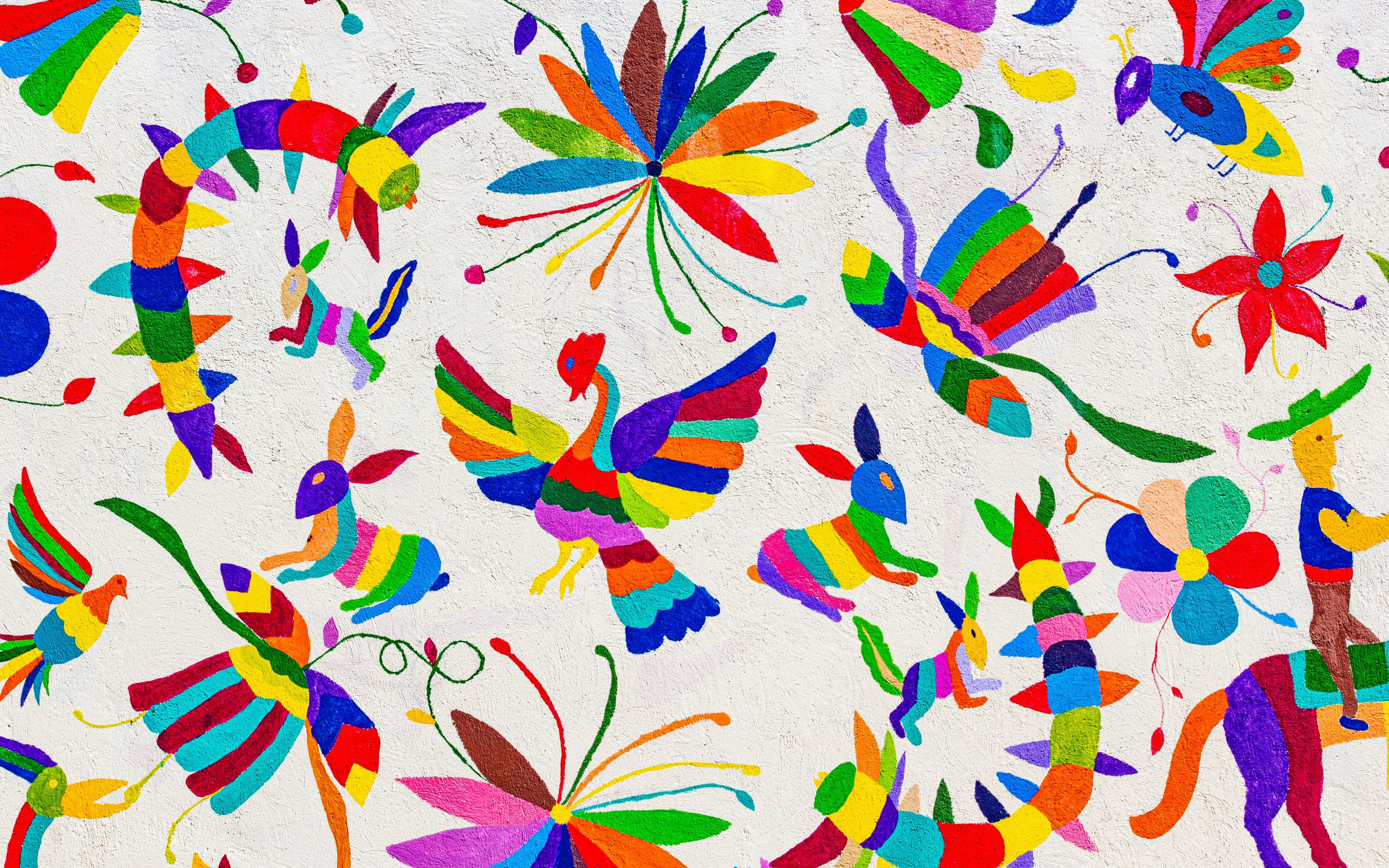 Colorful art, birds, animals, 2880x1800 wallpaper