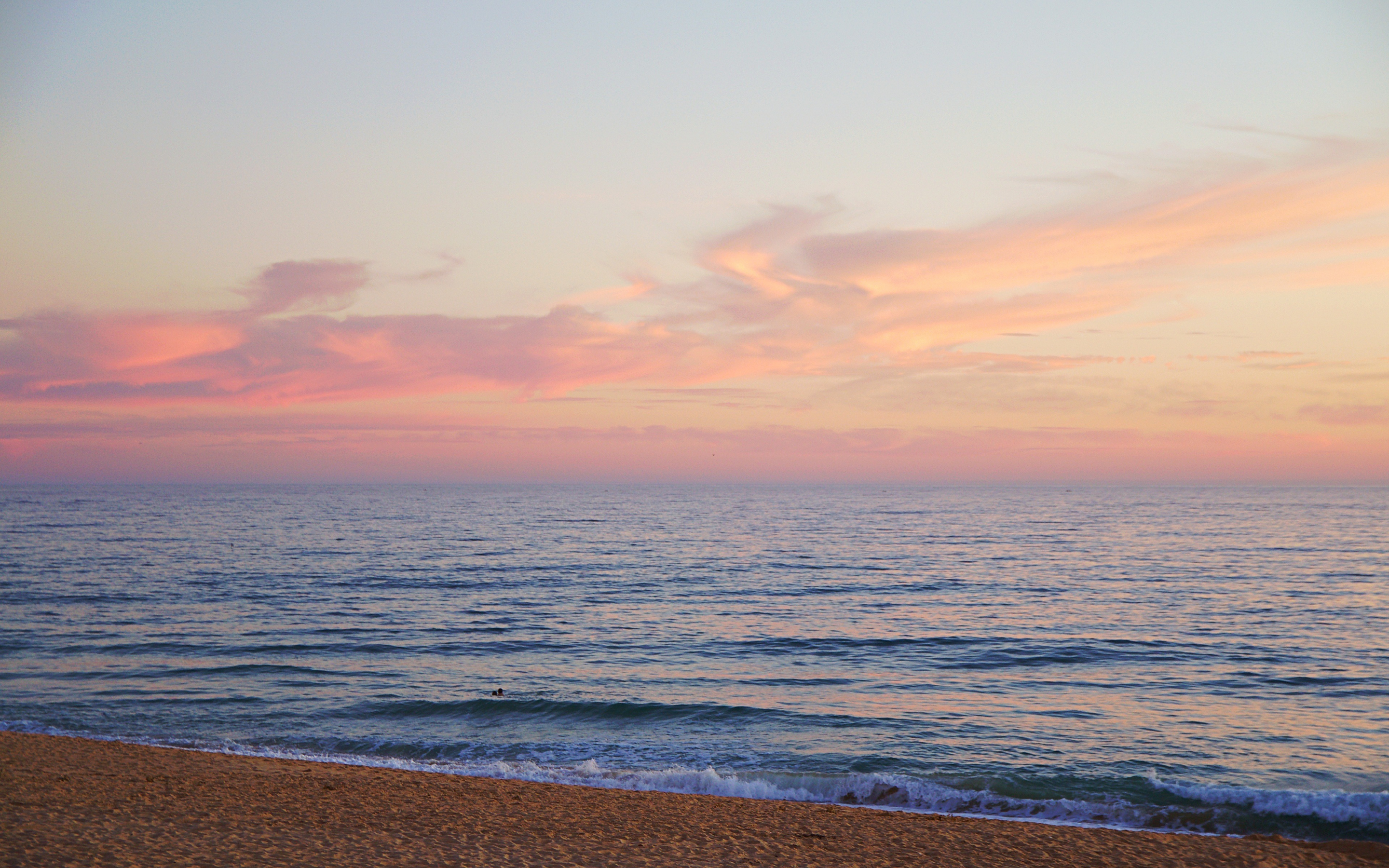 Calm beach, sunset, nature, 2880x1800 wallpaper