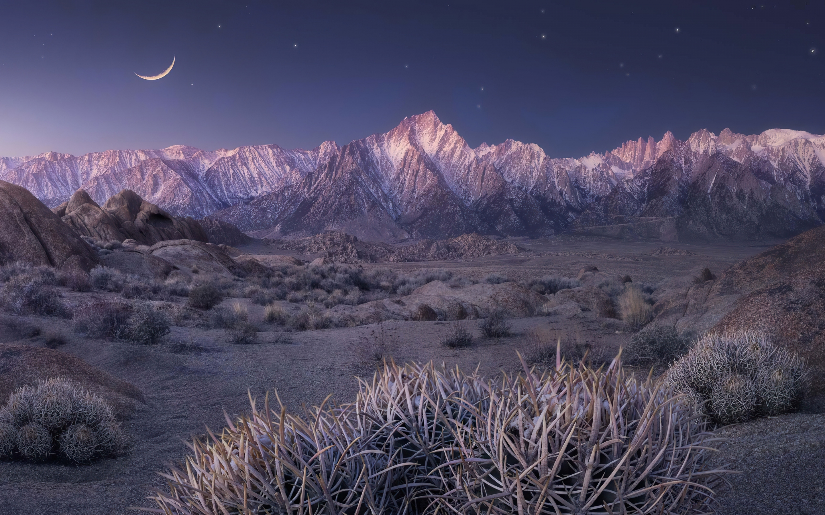 Twilight at the California Eastern Sierra, nature, landscape, mountains, 2880x1800 wallpaper