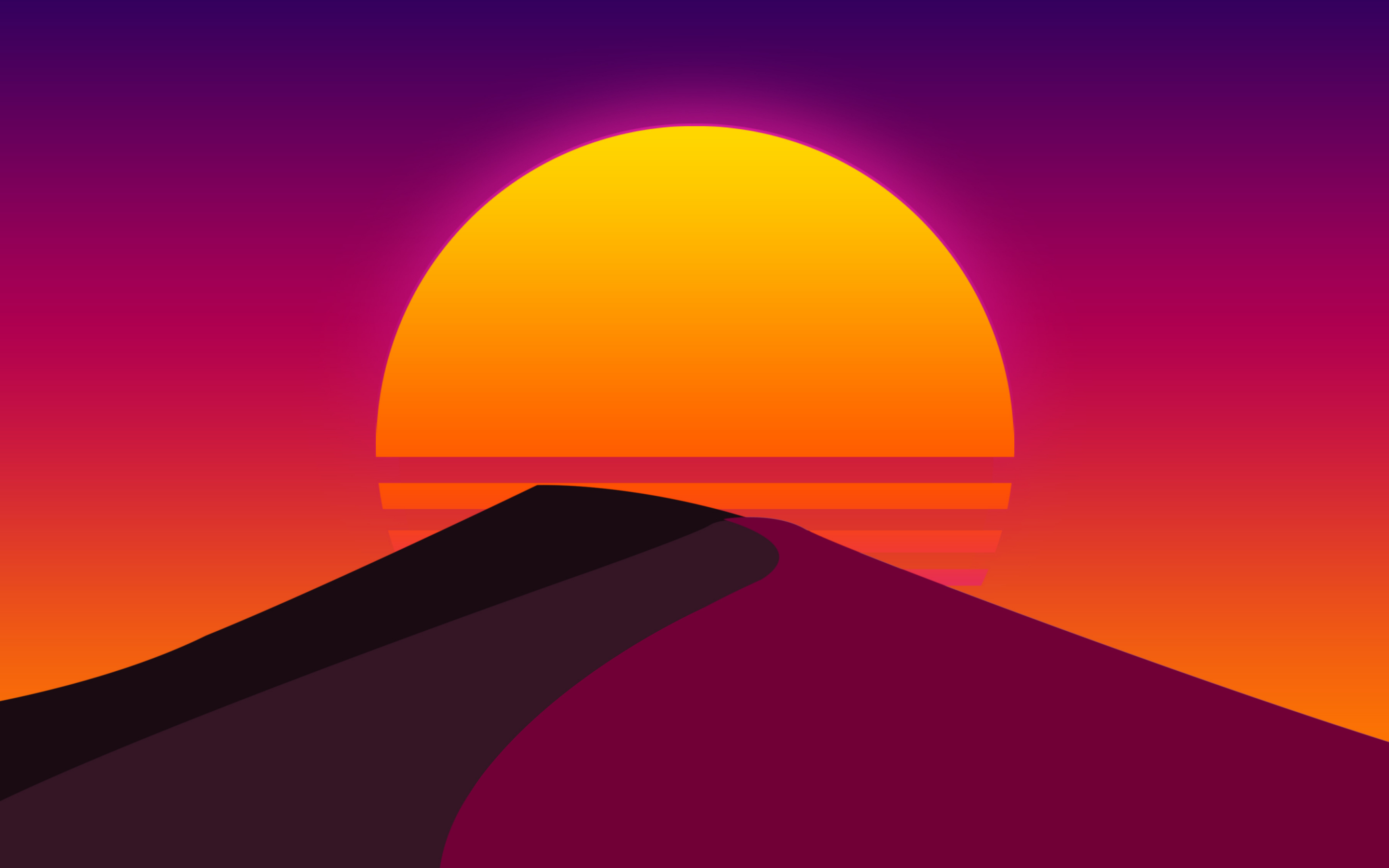 Sun, desert, dunes, abstract, artwork, 2880x1800 wallpaper