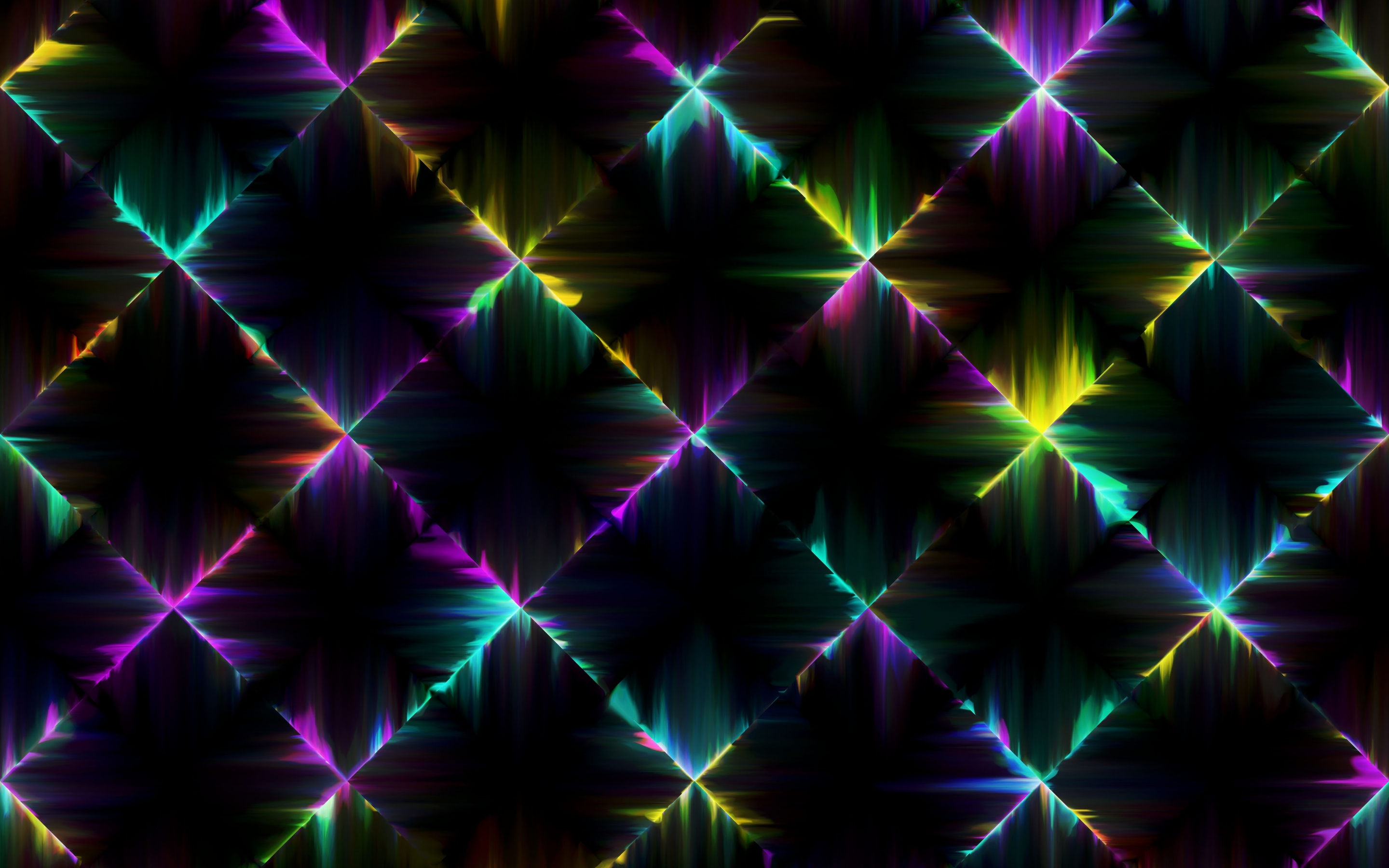 Neon lights, dark, squares, colorful, 2880x1800 wallpaper