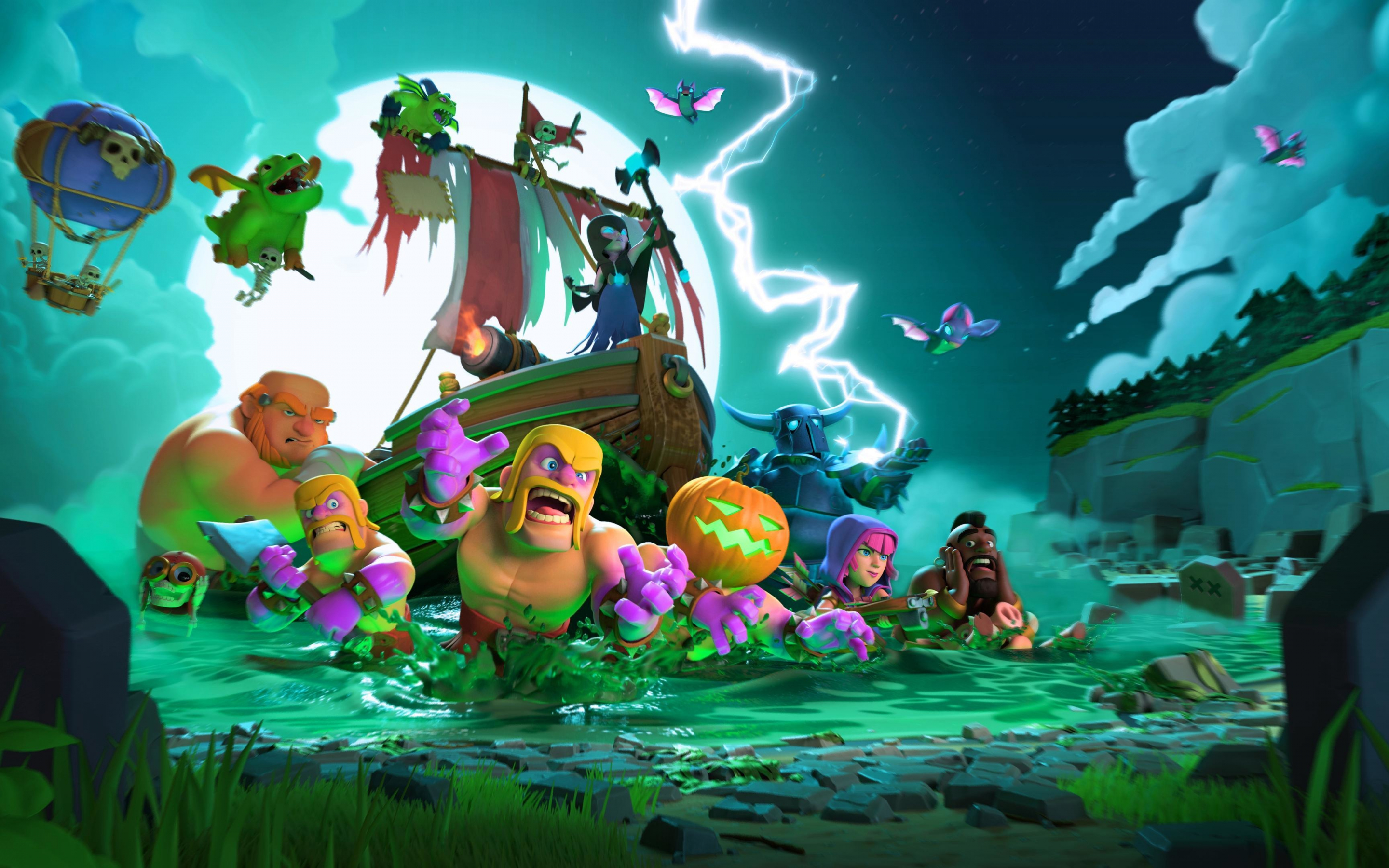 Clash of Clans, mobile game, Halloween, 2880x1800 wallpaper