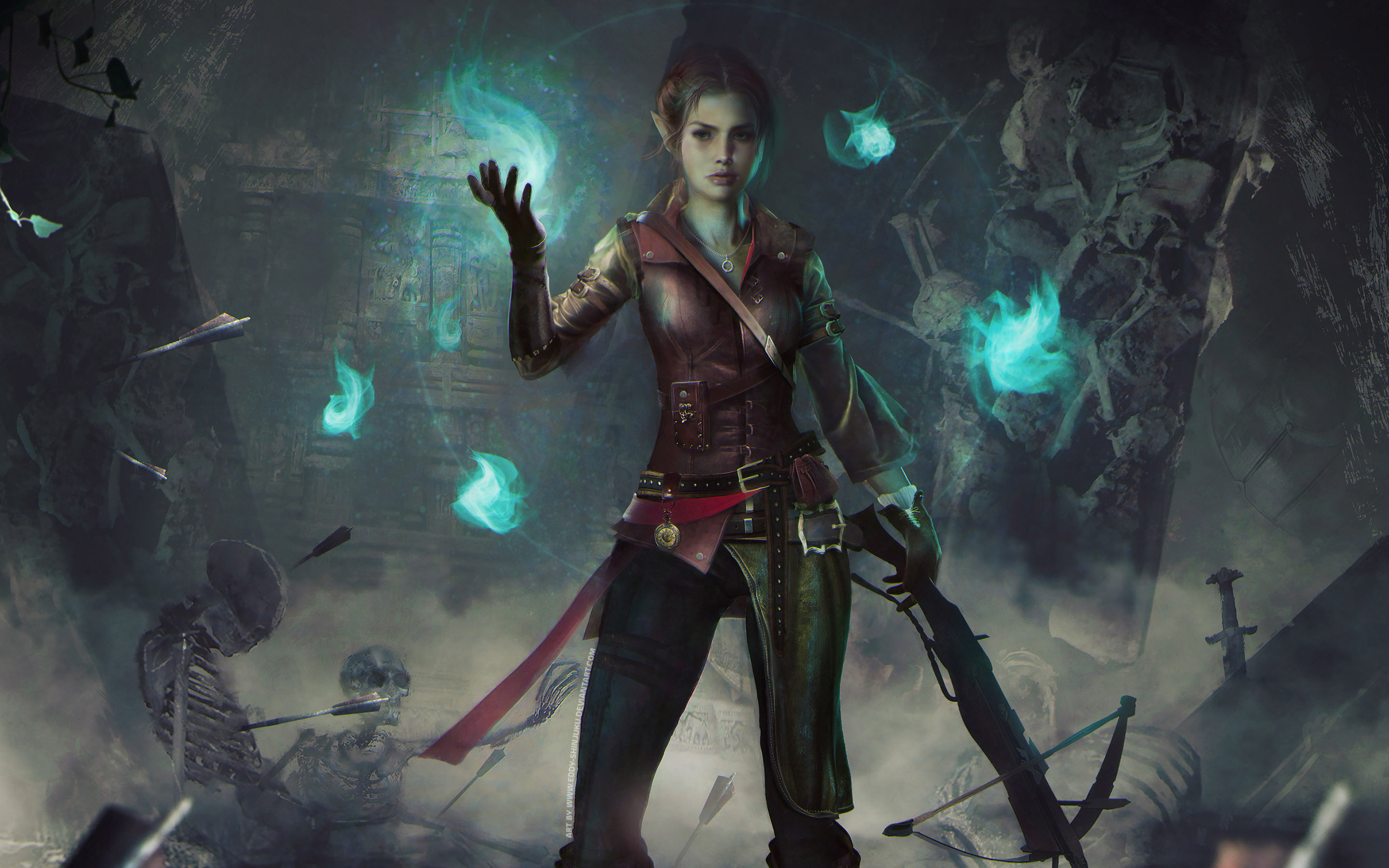 Warrior, girl archer, Dungeons & Dragons, 2880x1800 wallpaper