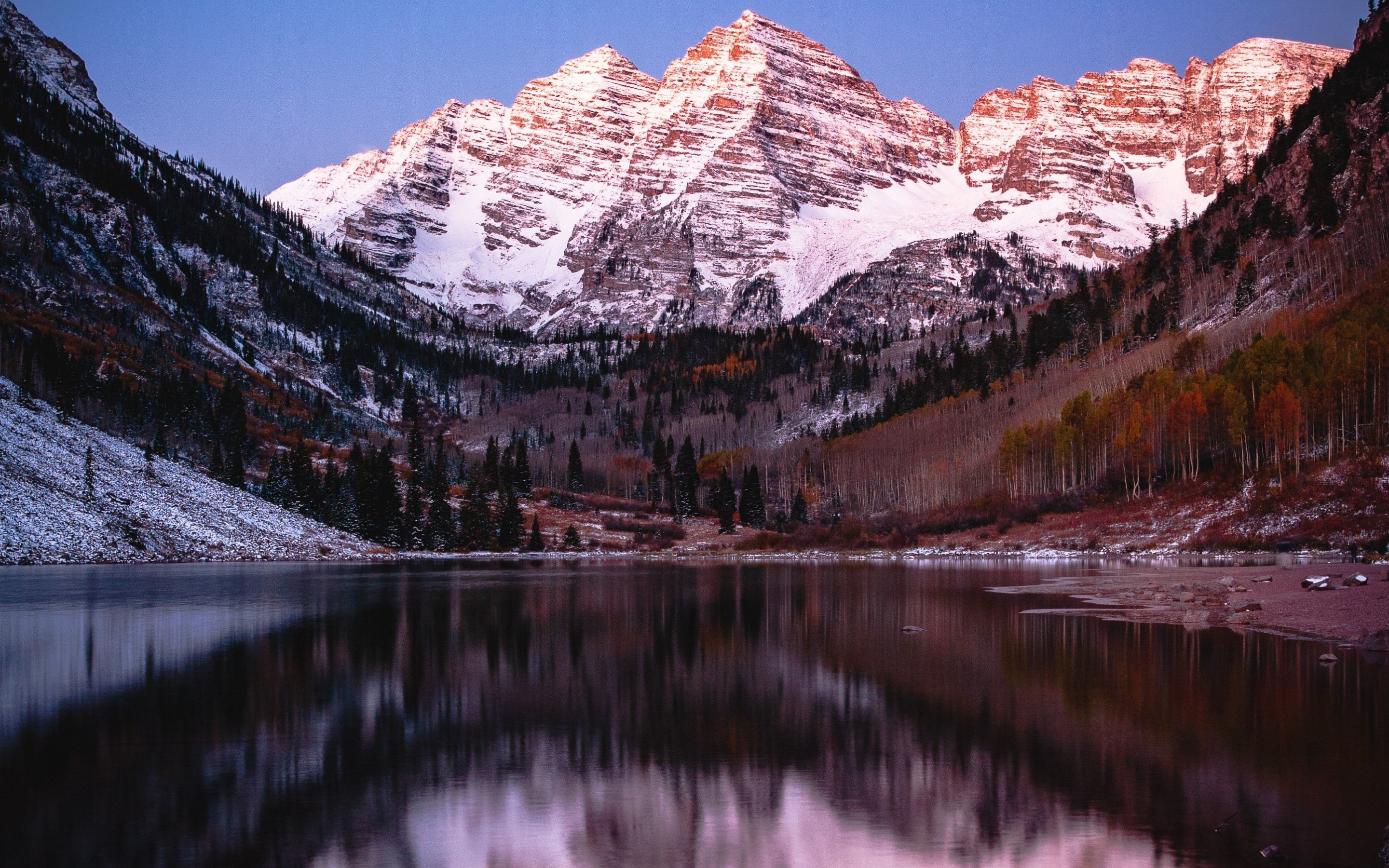 Reflections, lake, nature, mountains, 2880x1800 wallpaper