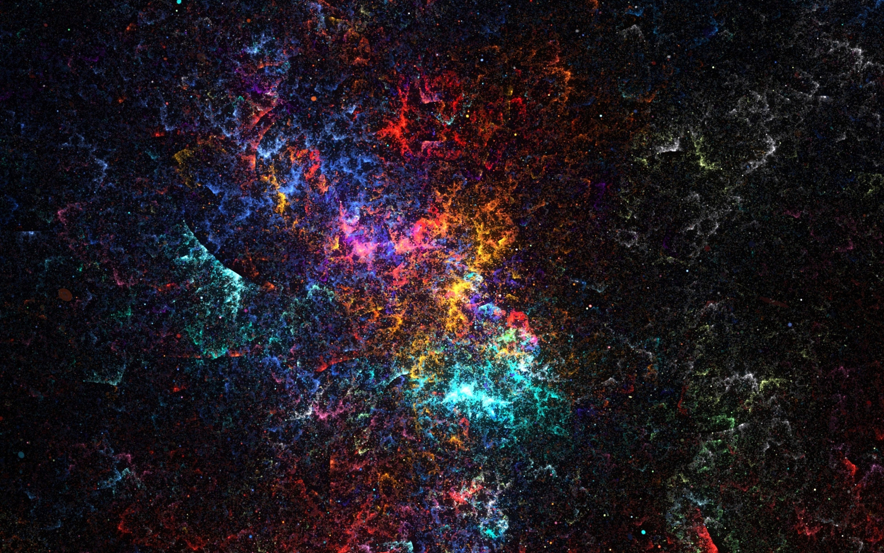 Space art, fractal, glow, colorful, 2880x1800 wallpaper