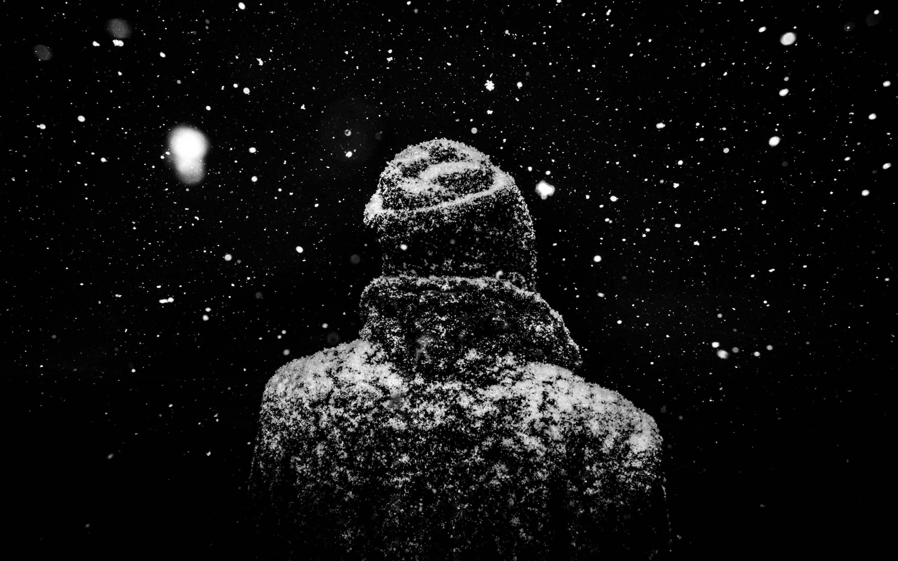 Monochrome, winter, snowfall, outdoor, 2880x1800 wallpaper