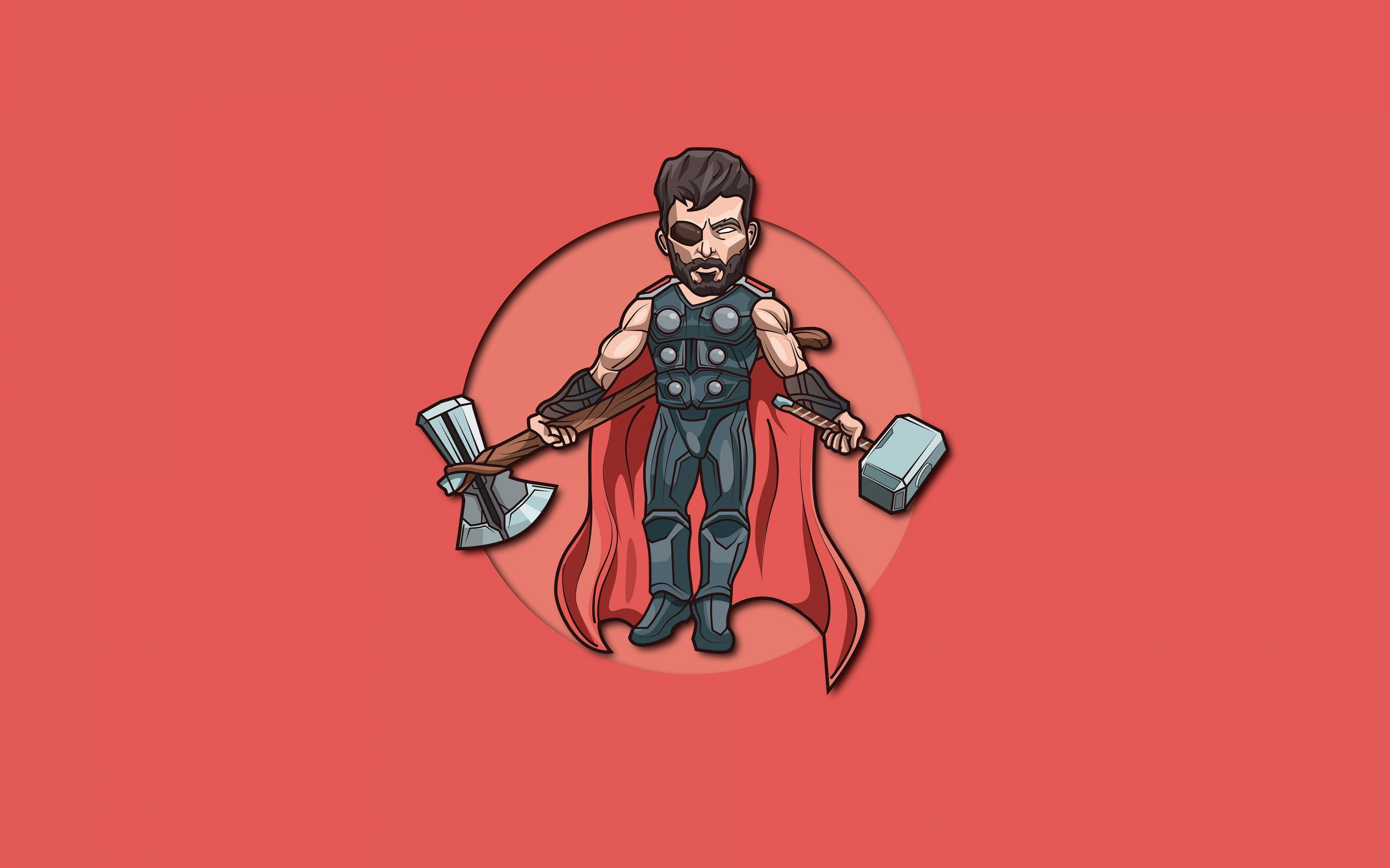 Minimal, thor with 2 hammers, 2020, 2880x1800 wallpaper
