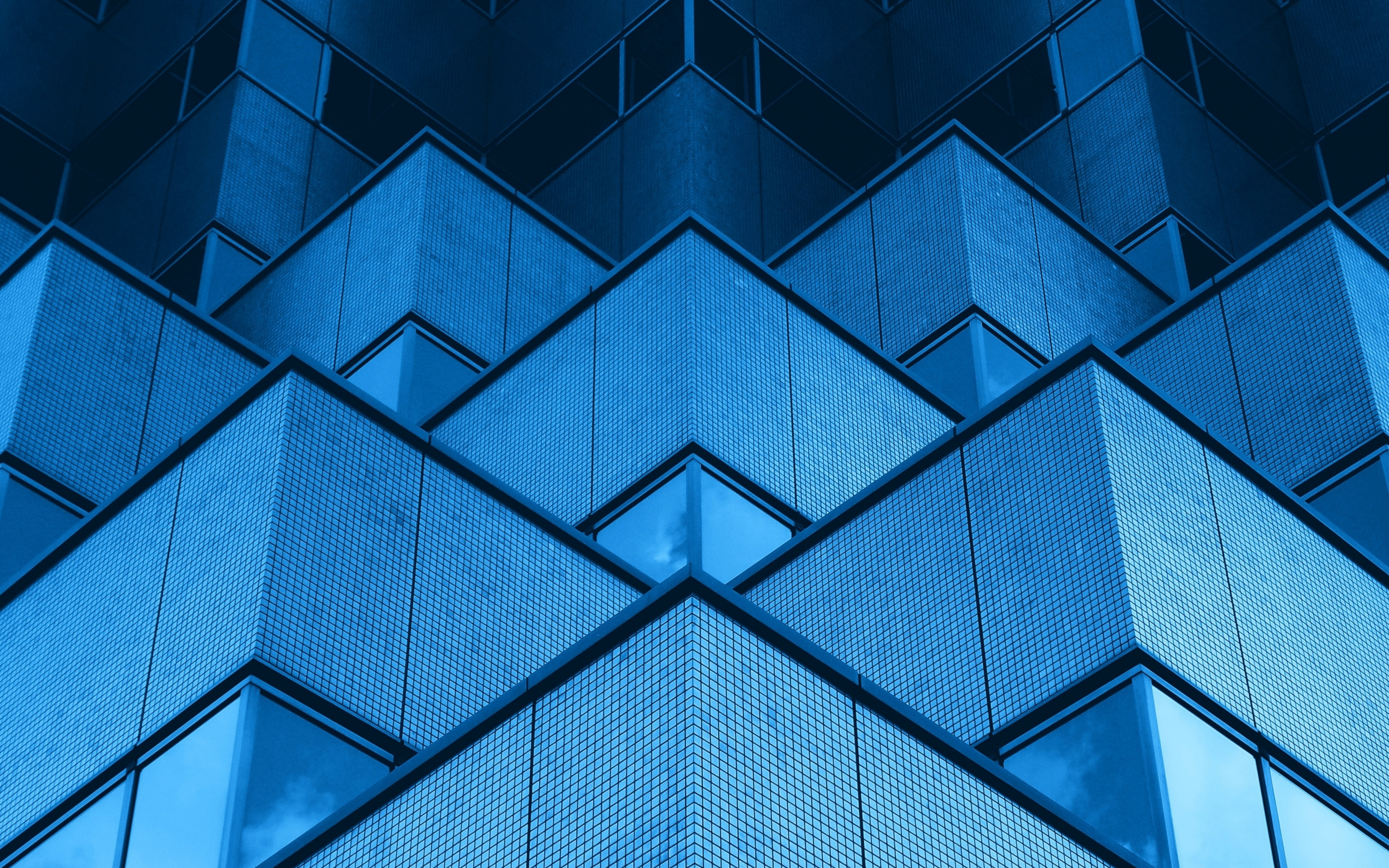 Modern building, offices, geometric edges of corners, architecture, 2880x1800 wallpaper
