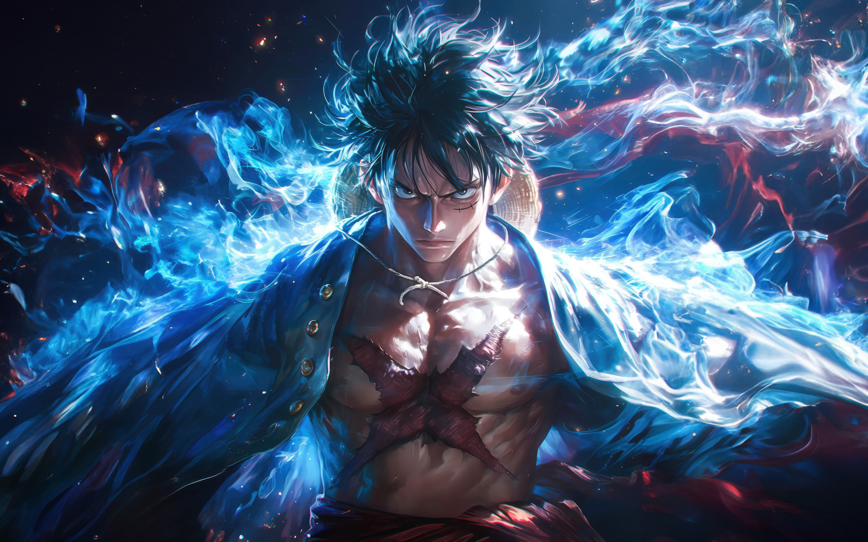 Angry Monkey D. Luffy, legacy pirate anime, art, 2880x1800 wallpaper