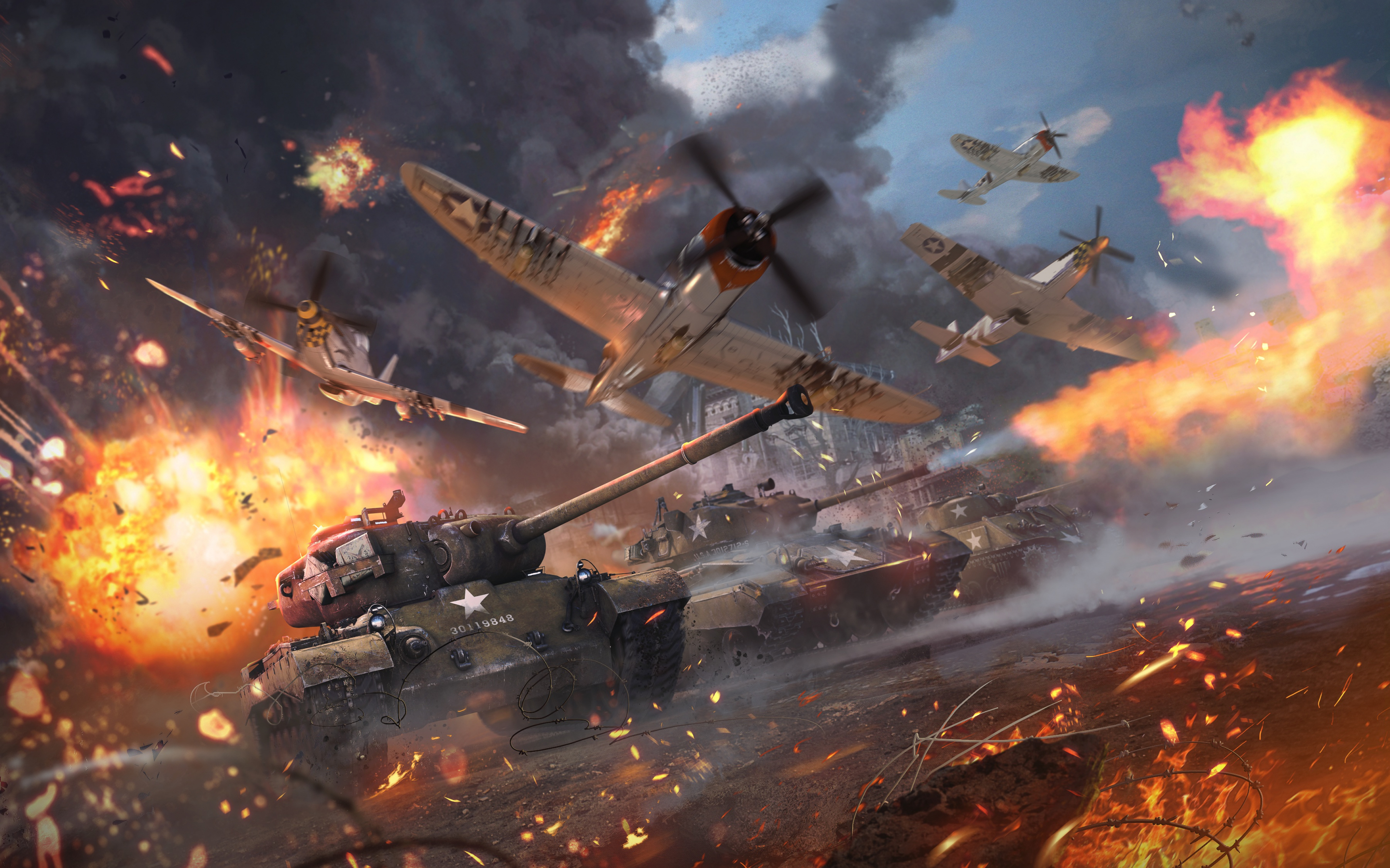 War thunder, video game, military, tanks, aircrafts, 2880x1800 wallpaper