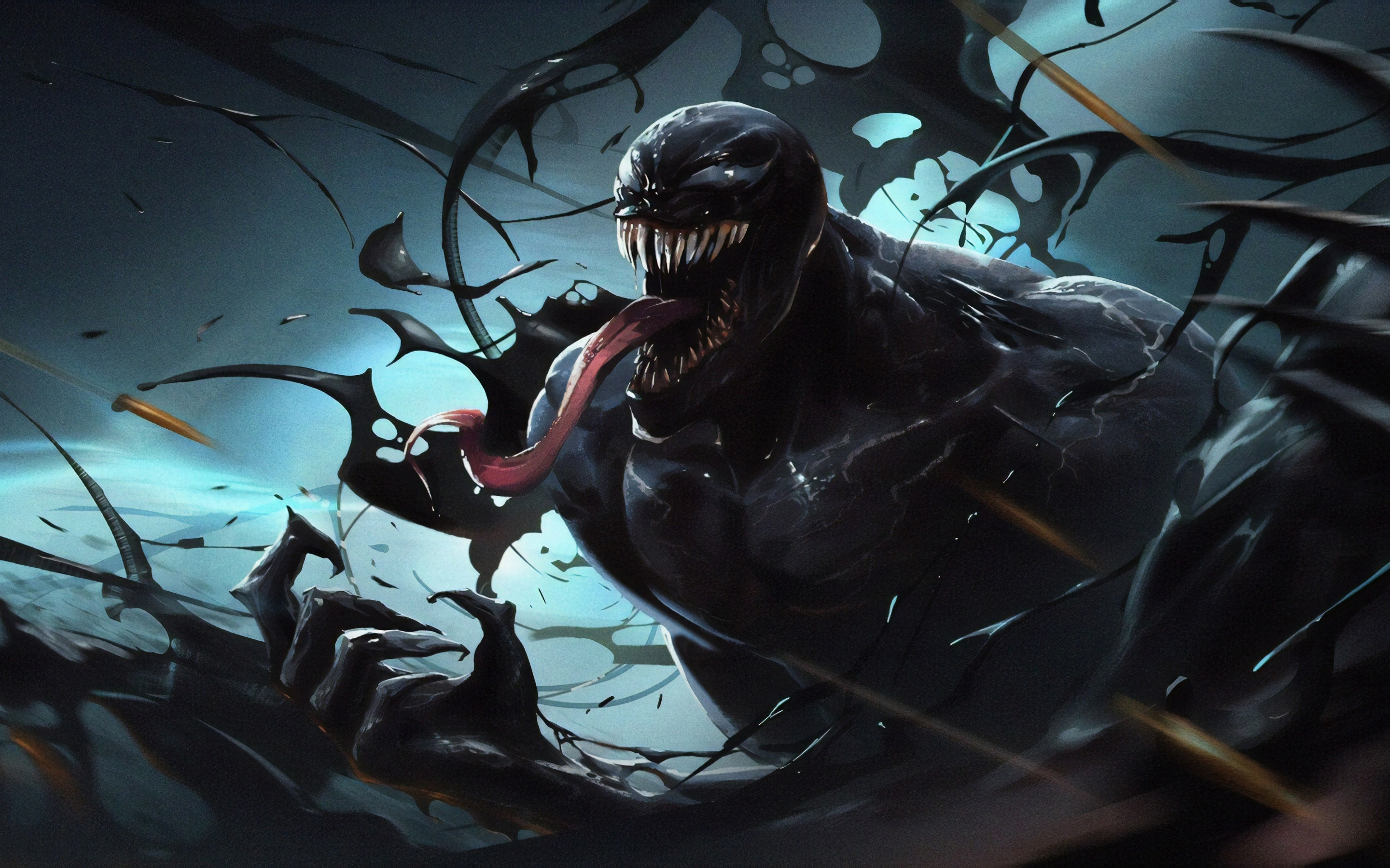 Venom, dark, villain, fan art, artwork, 2880x1800 wallpaper