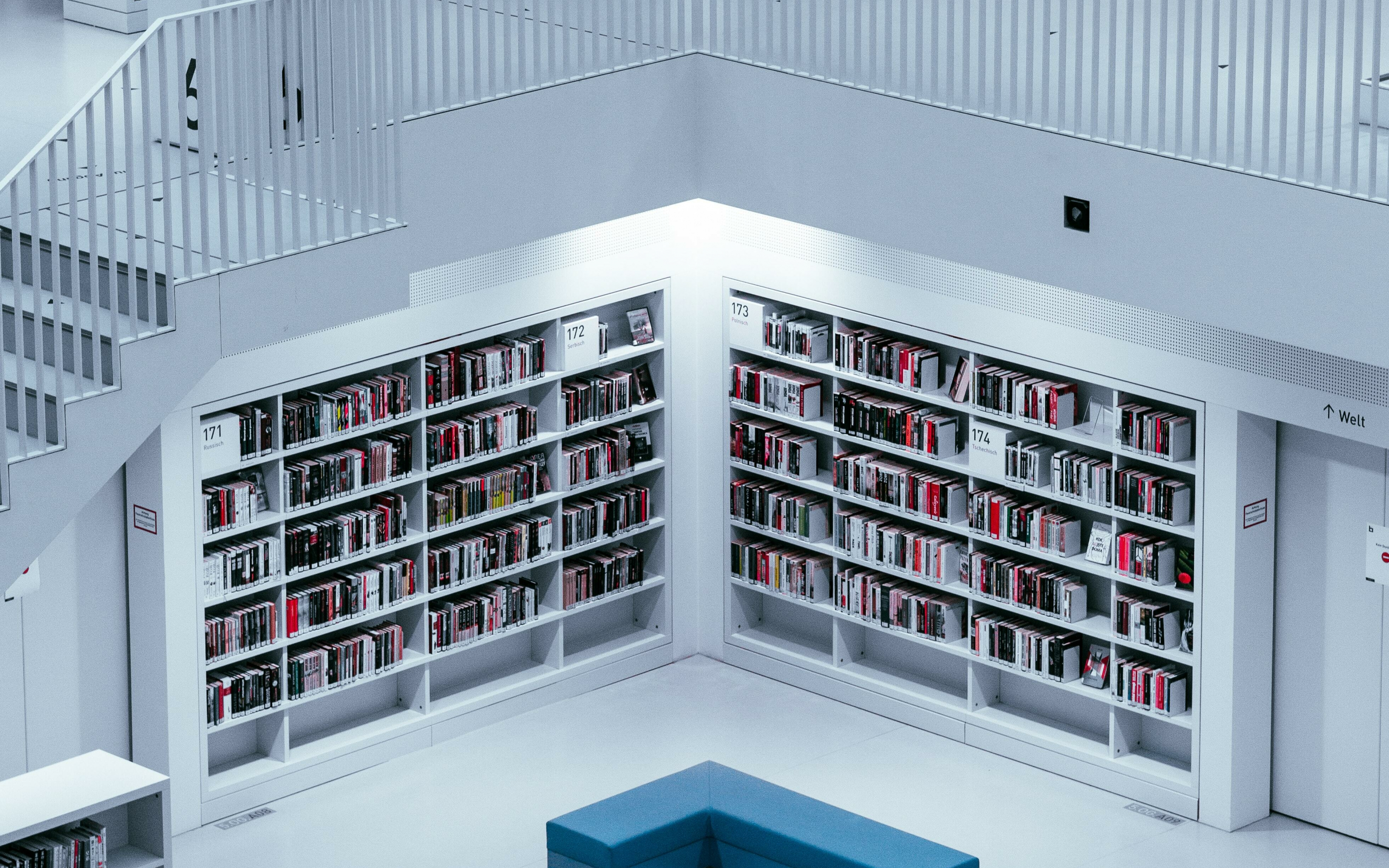 Stadtbibliothek, library, building, interior, 2880x1800 wallpaper
