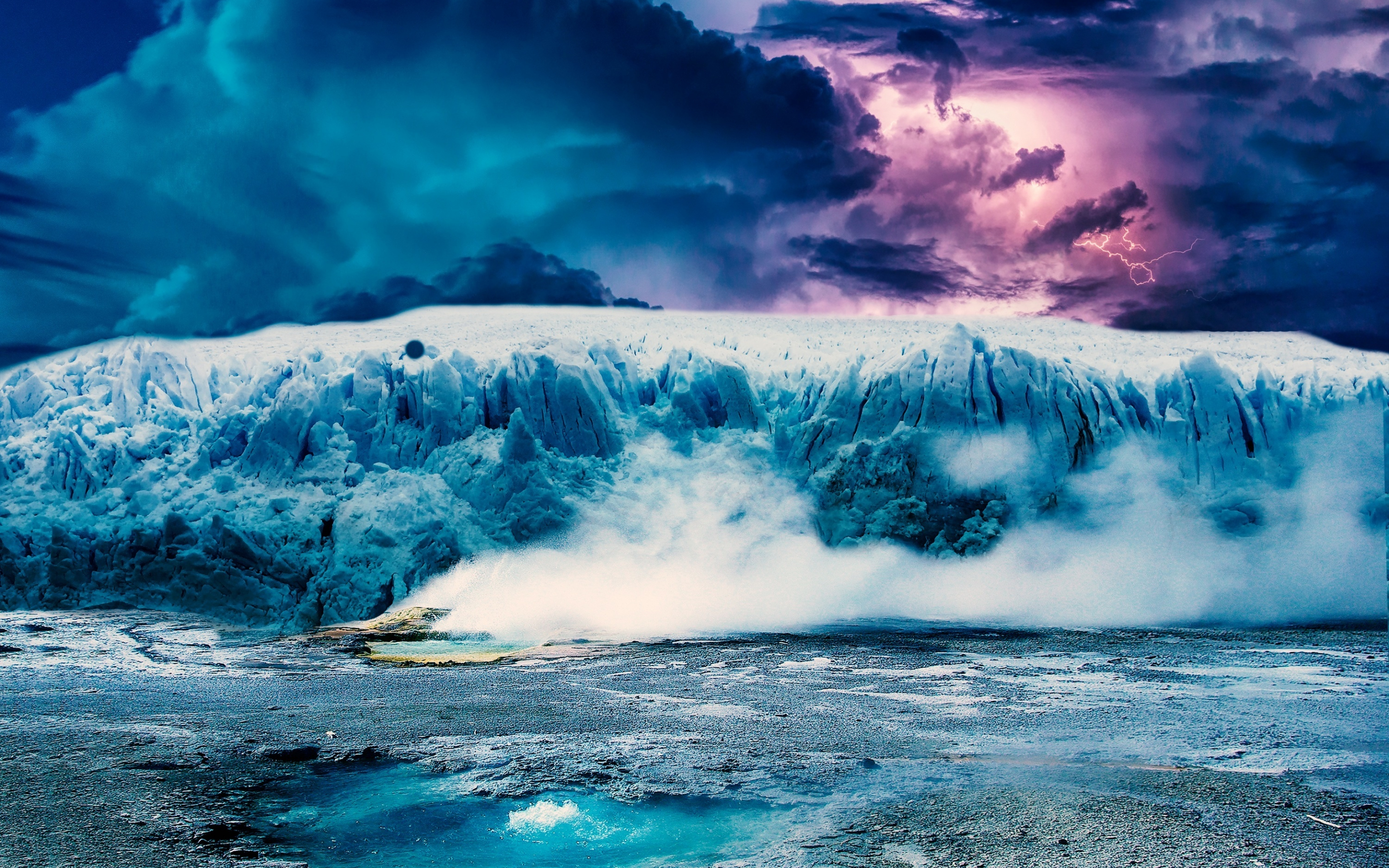 Photoshop, iceberg, glacier, clouds, landscape, 2880x1800 wallpaper