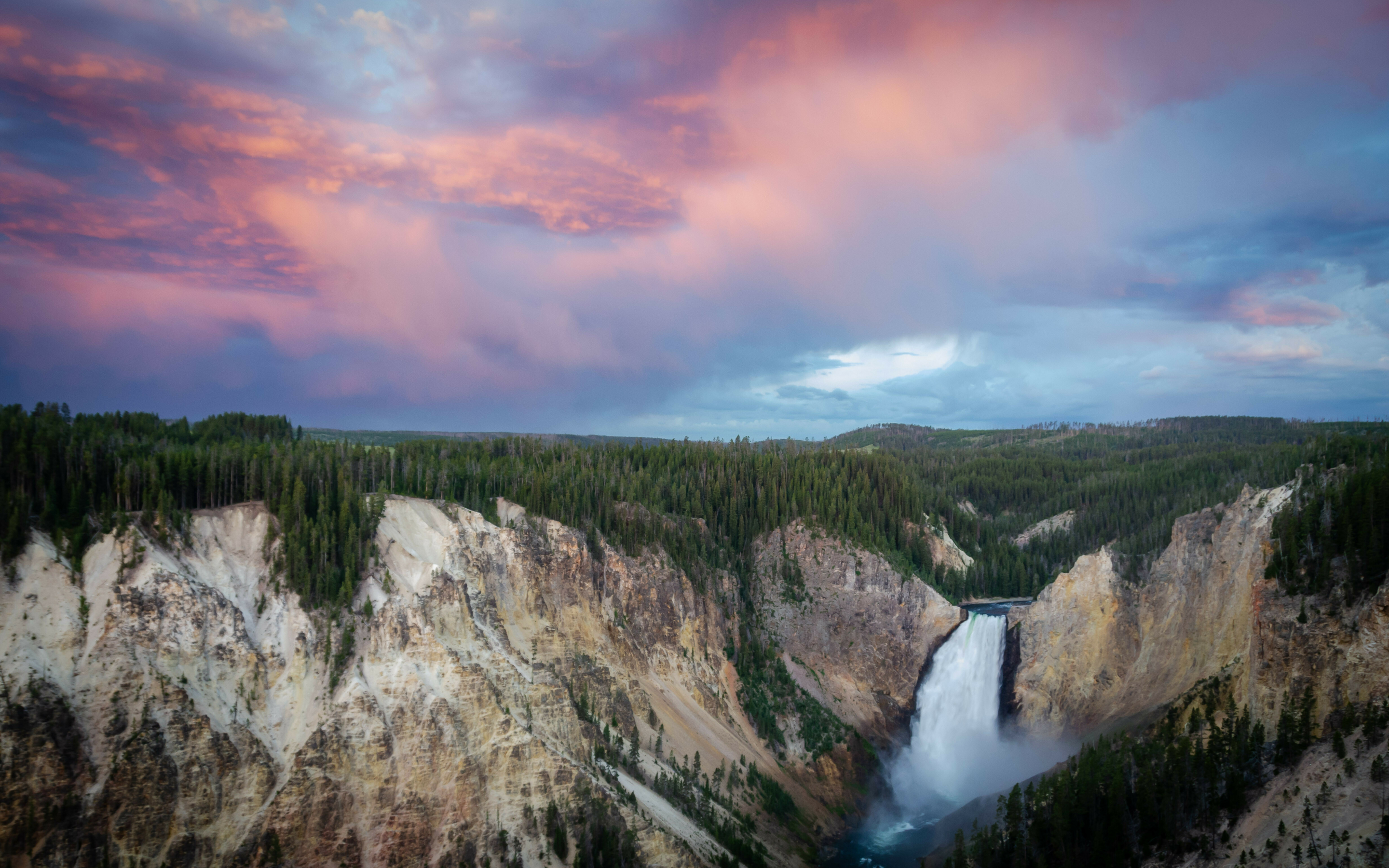Yellowstone National park, forest, sunset, nature, 2880x1800 wallpaper