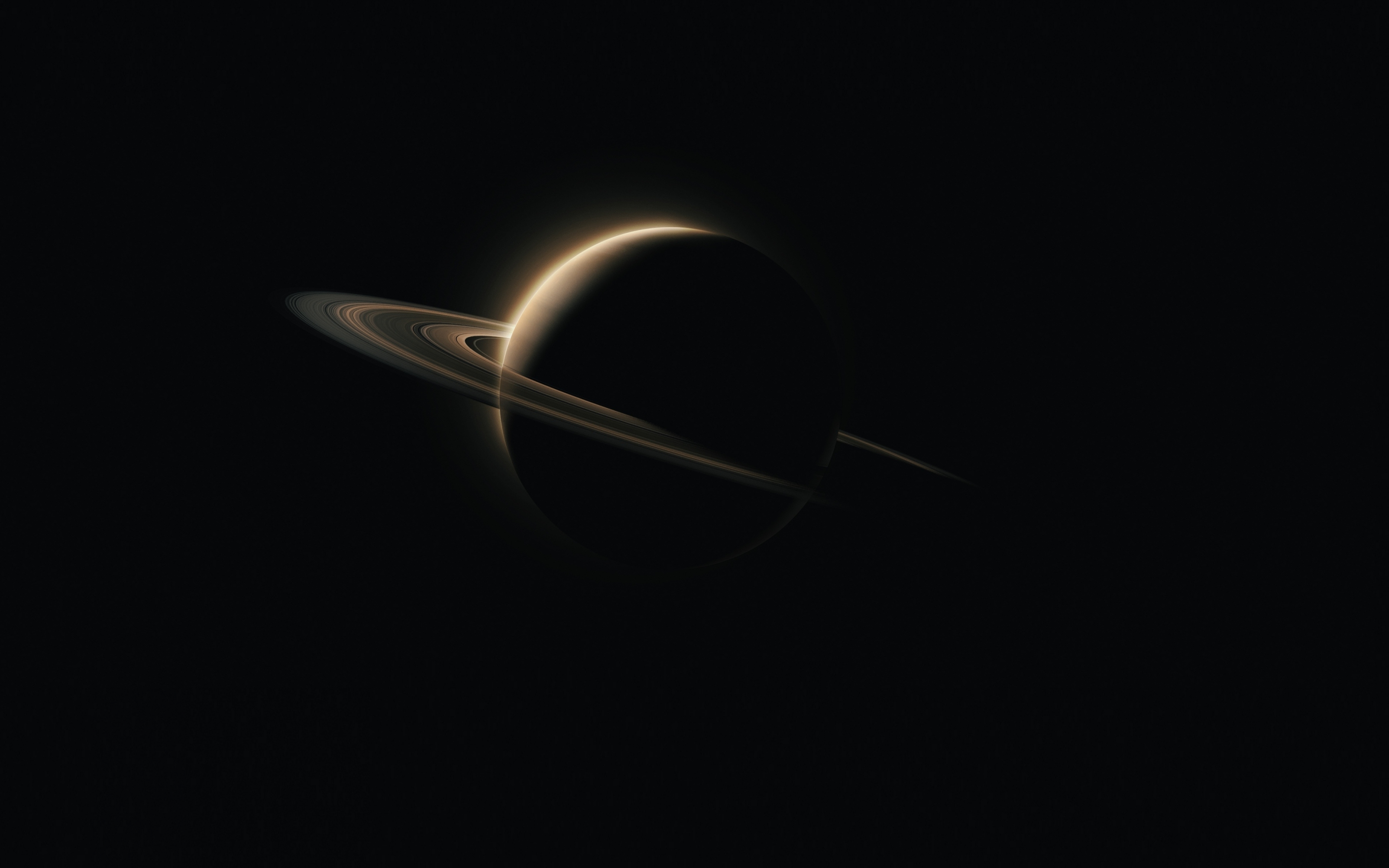 Saturn, planet, dark, 2880x1800 wallpaper