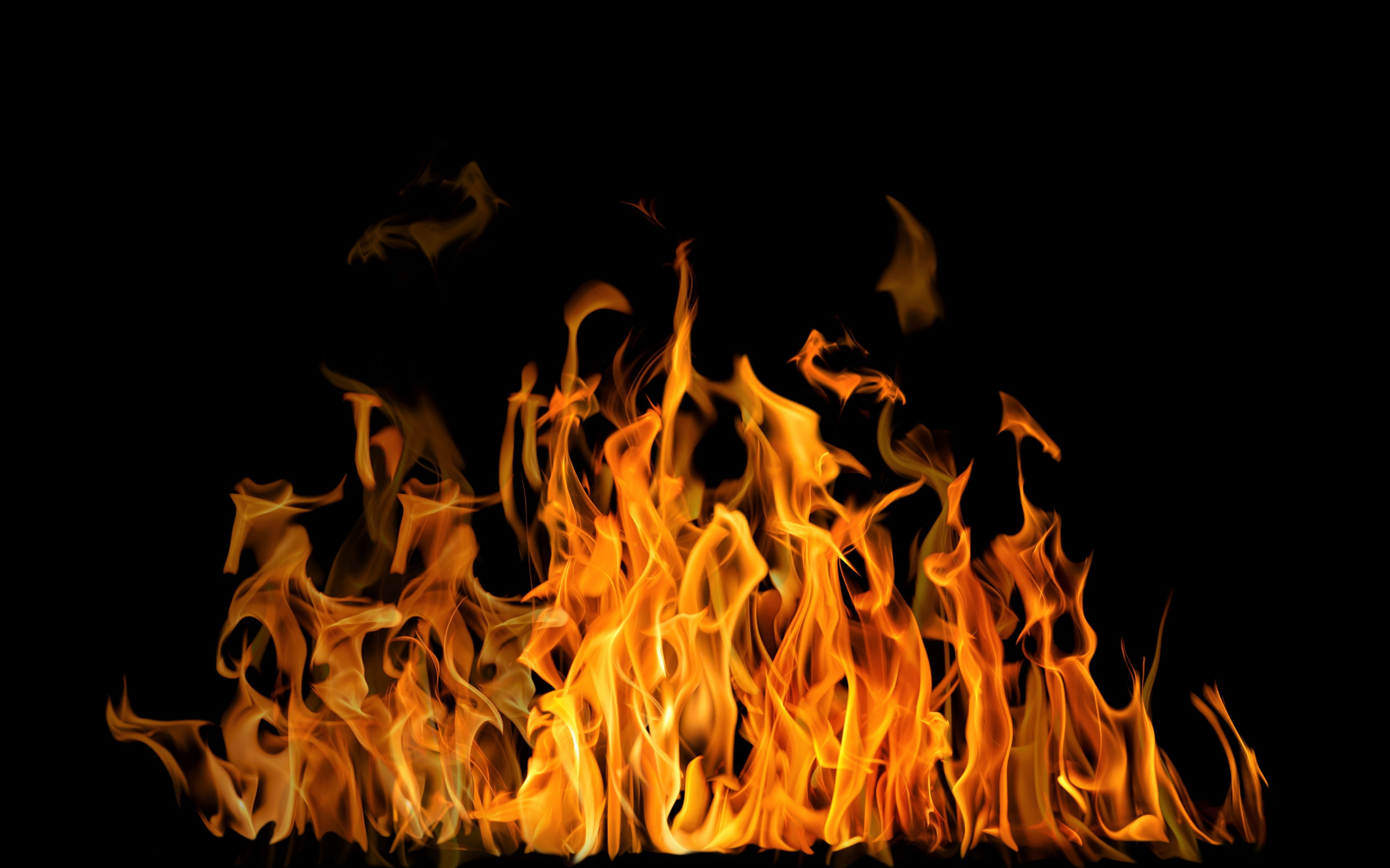Fire, flames, dark, 2880x1800 wallpaper