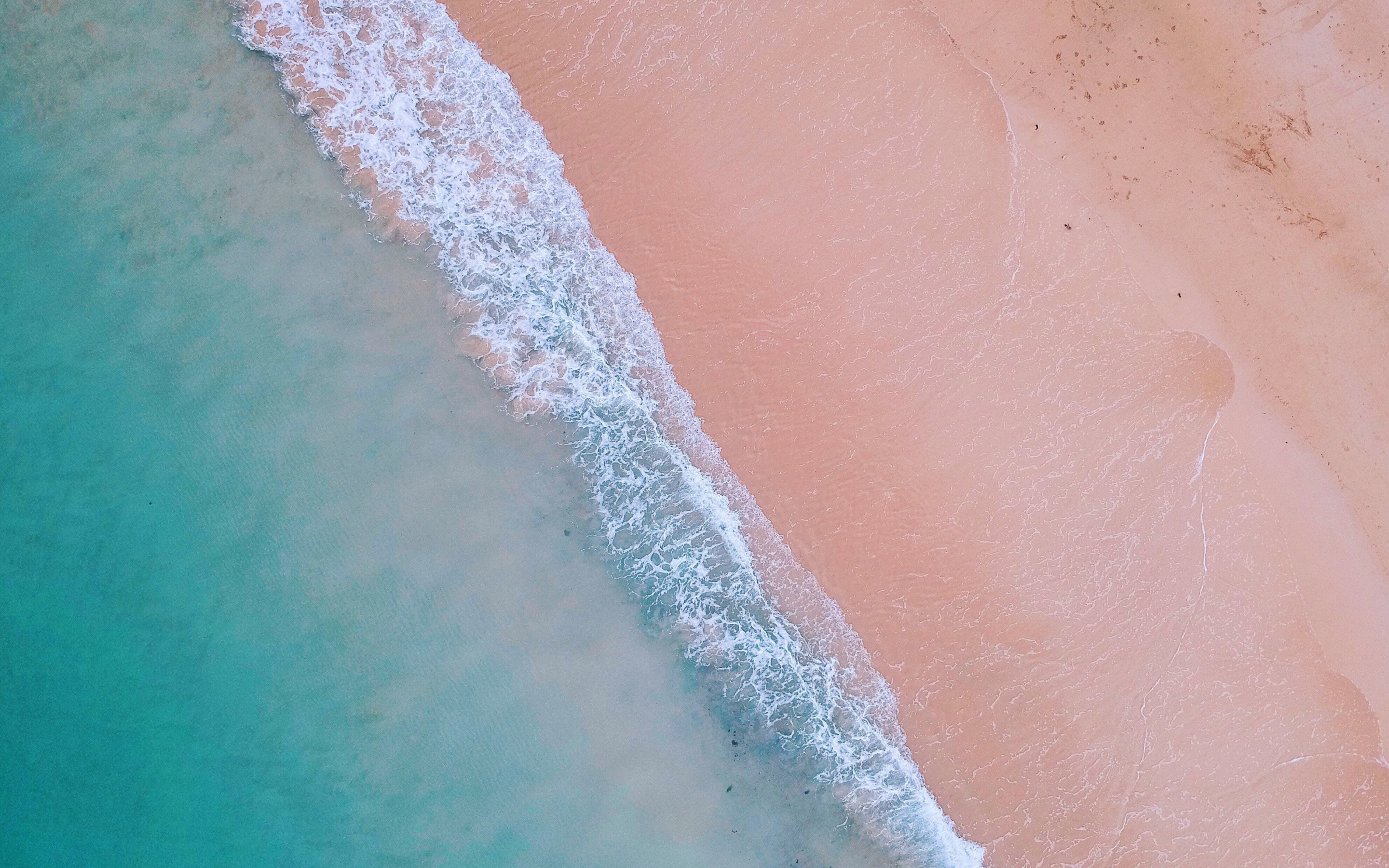 Nature, soft, sea waves, aerial view, beach, 2880x1800 wallpaper