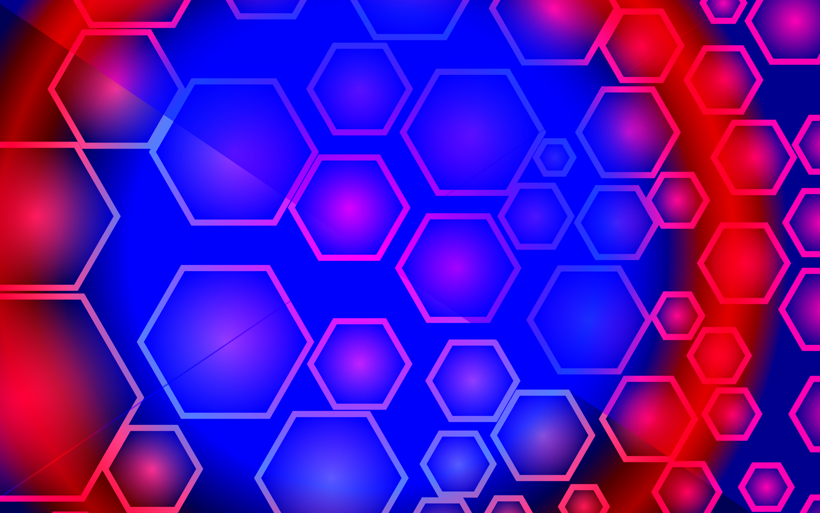 Abstract, red-blue hexagon, 2880x1800 wallpaper