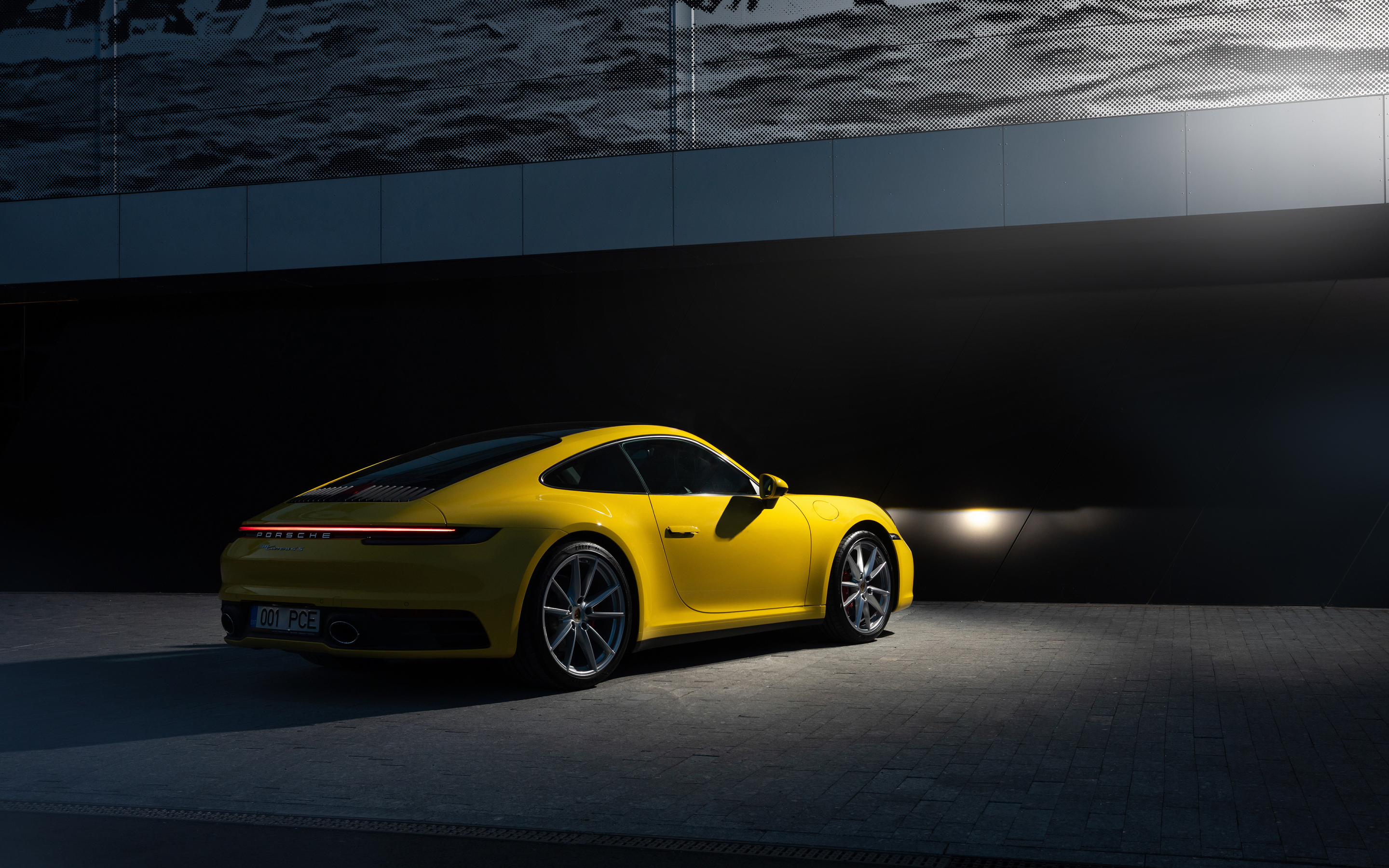 Yellow car, Porsche 911 Carrera, 2880x1800 wallpaper