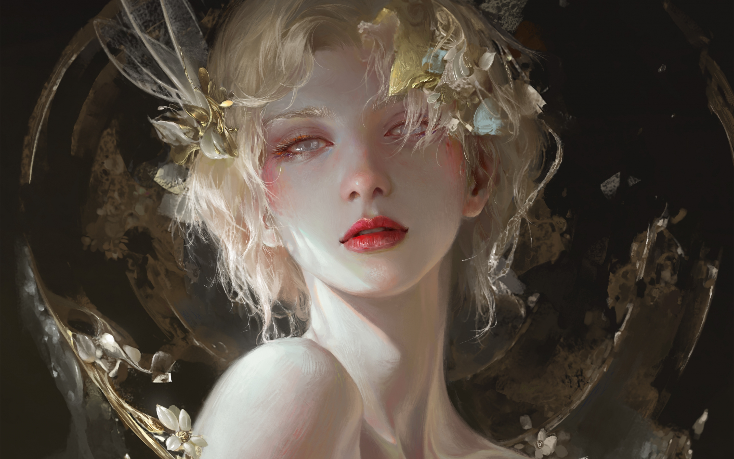 Beautiful fairy, blonde & beautiful, art, fantasy, 2880x1800 wallpaper