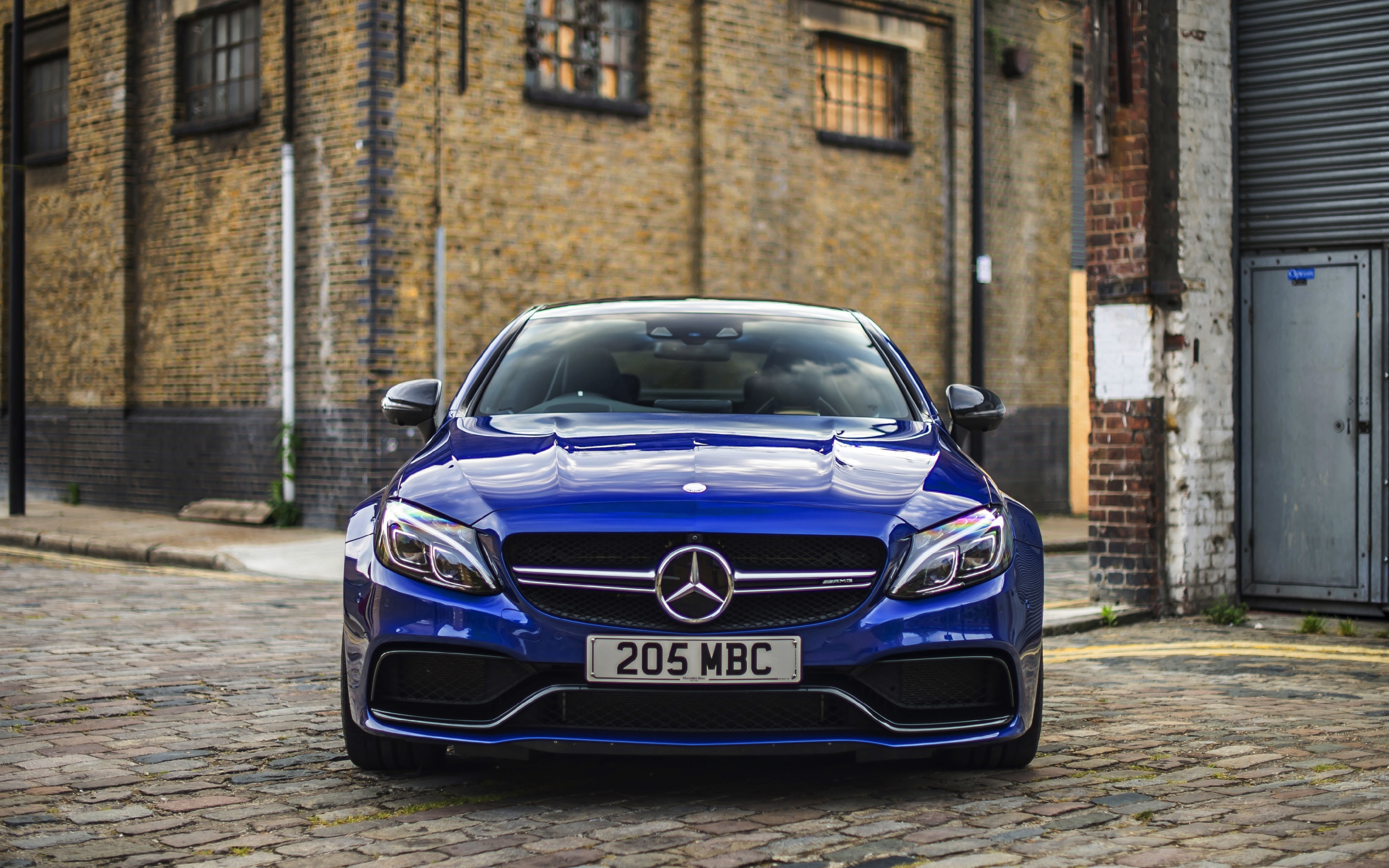 Front, blue, luxury car, Mercedes-Benz C-Class, 2880x1800 wallpaper