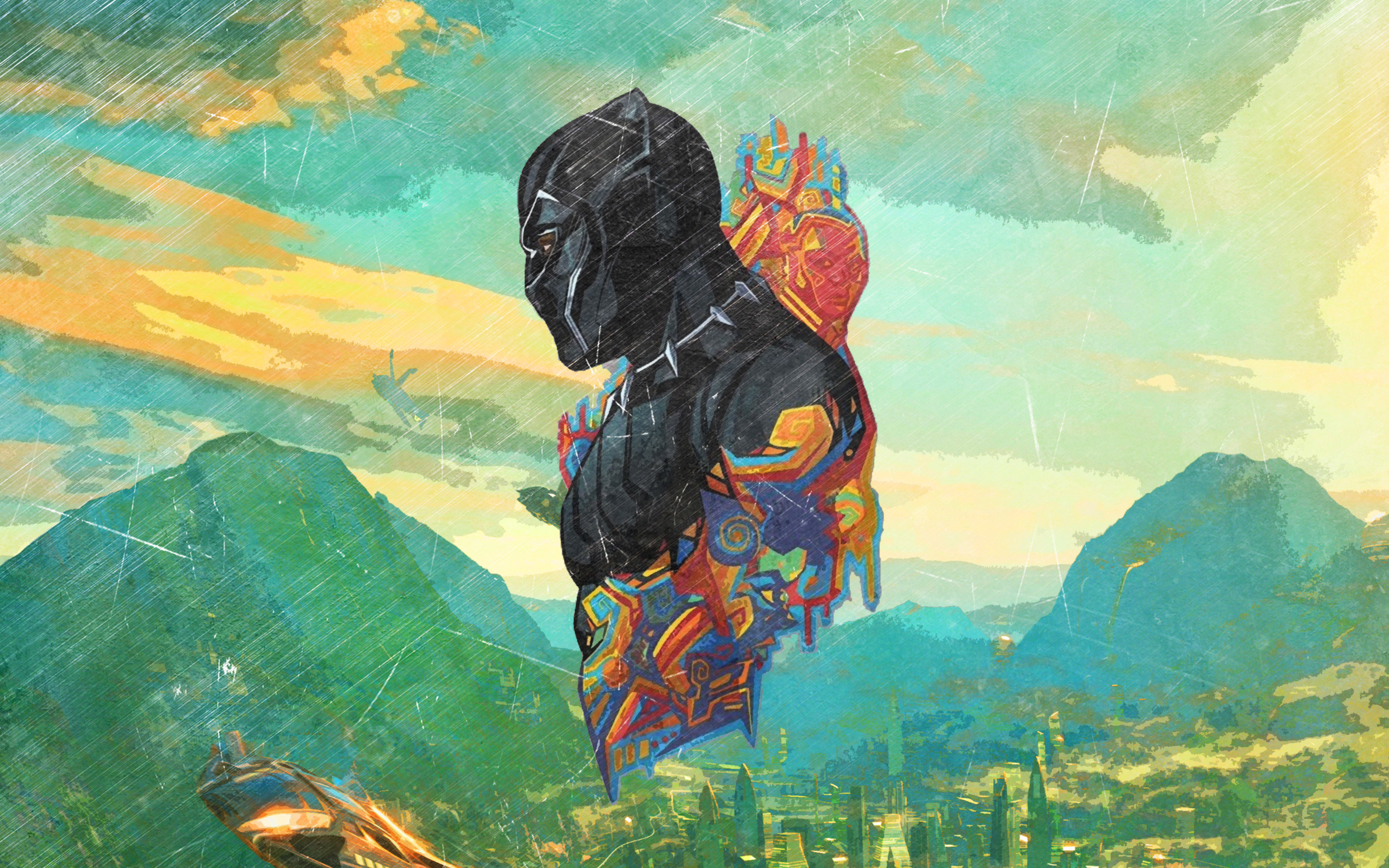Black panther, superhero, promo art, 2880x1800 wallpaper