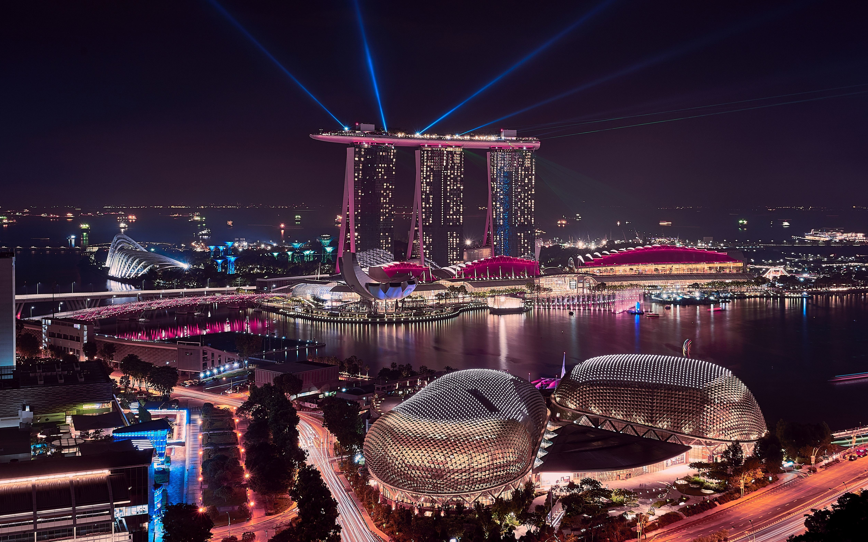 Marina Bay Sands, Singapore, cityscape, buildings, aerial view, 2880x1800 wallpaper